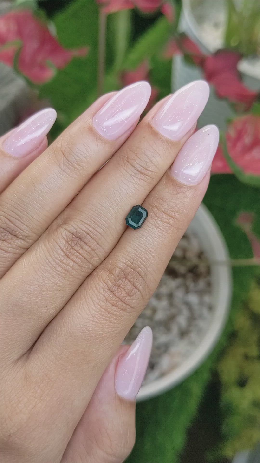 1.03 Ct. Bluish Green Sapphire from Madagascar Size Video