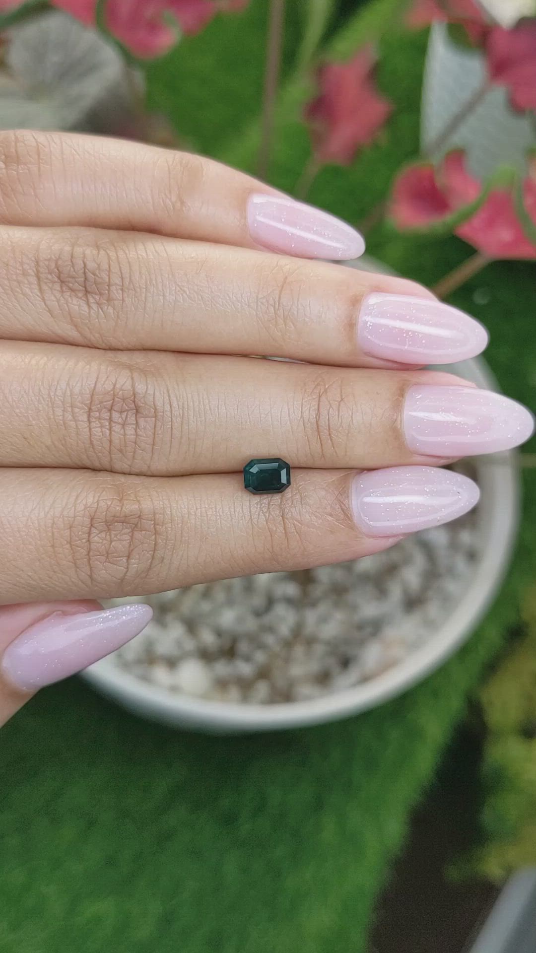 1.03 Ct. Bluish Green Sapphire from Madagascar Size Video