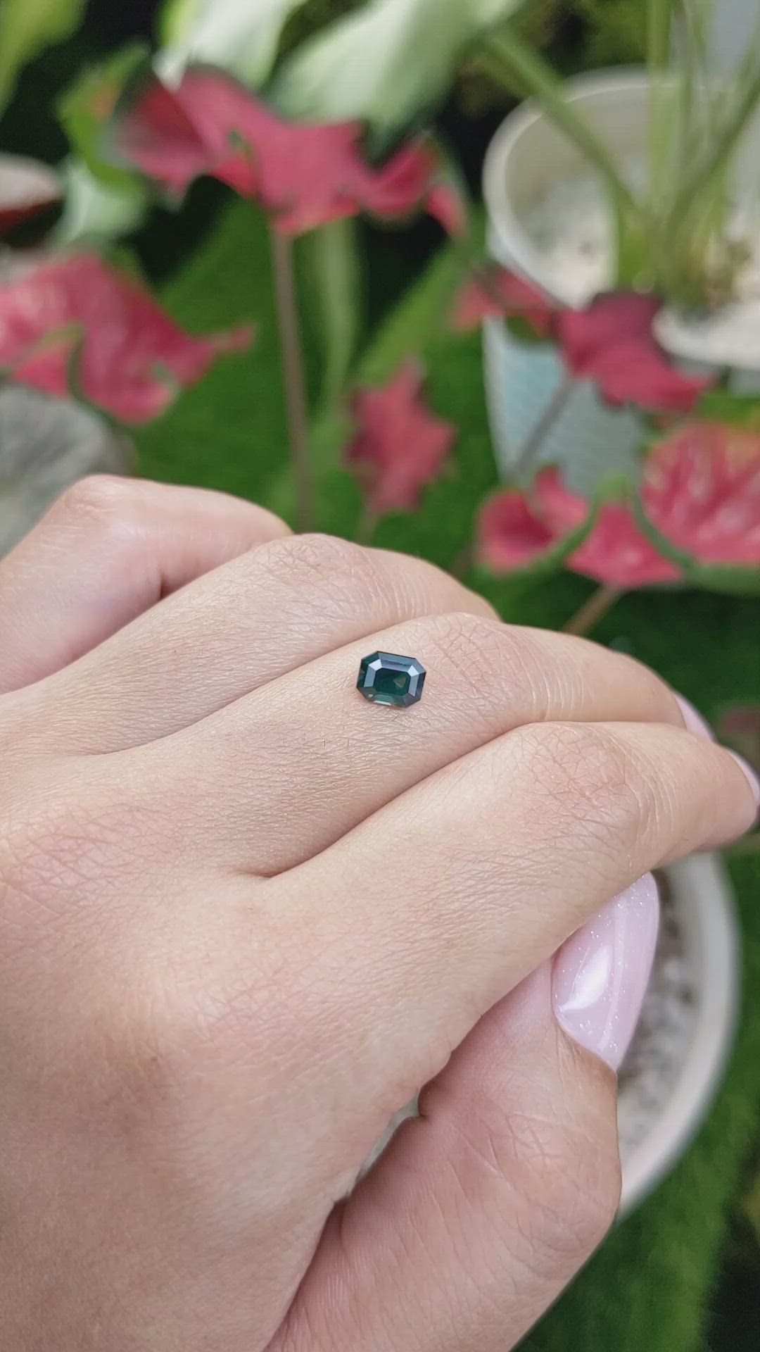 1.03 Ct. Bluish Green Sapphire from Madagascar Size Video