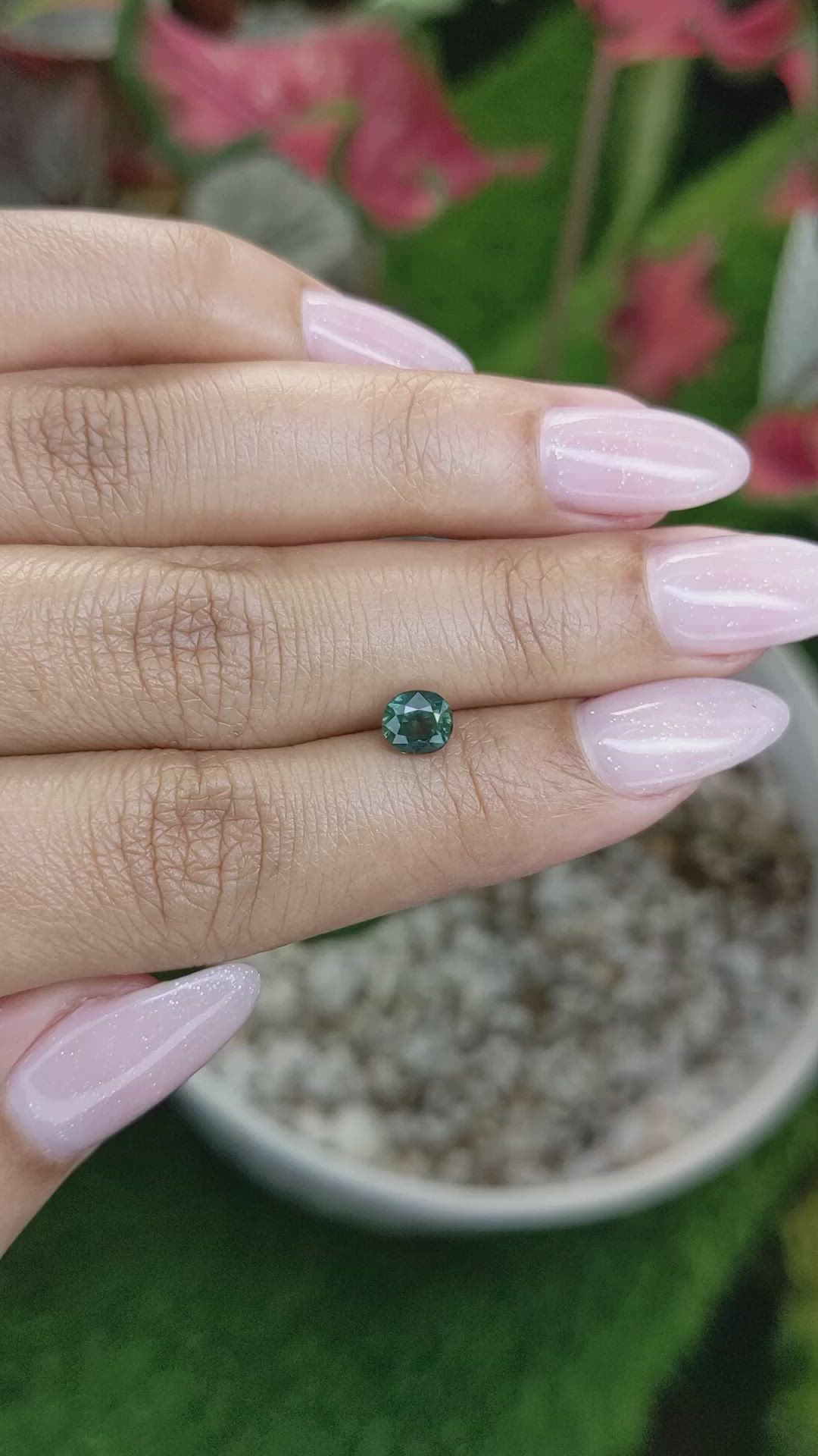 0.93 Ct. Bluish Green Sapphire from Madagascar Size Video
