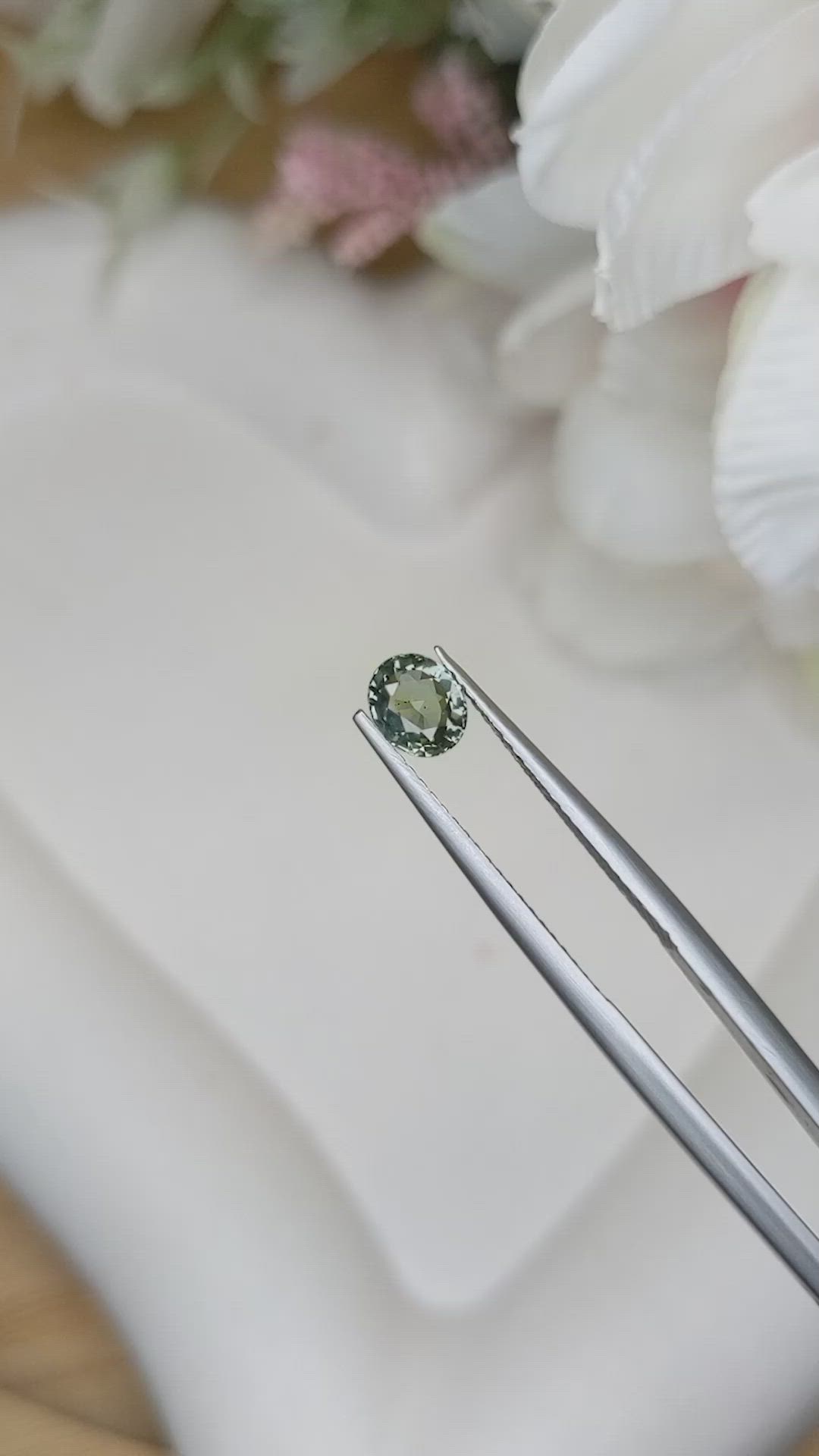 0.76 Ct. Green Sapphire from Madagascar Size Video