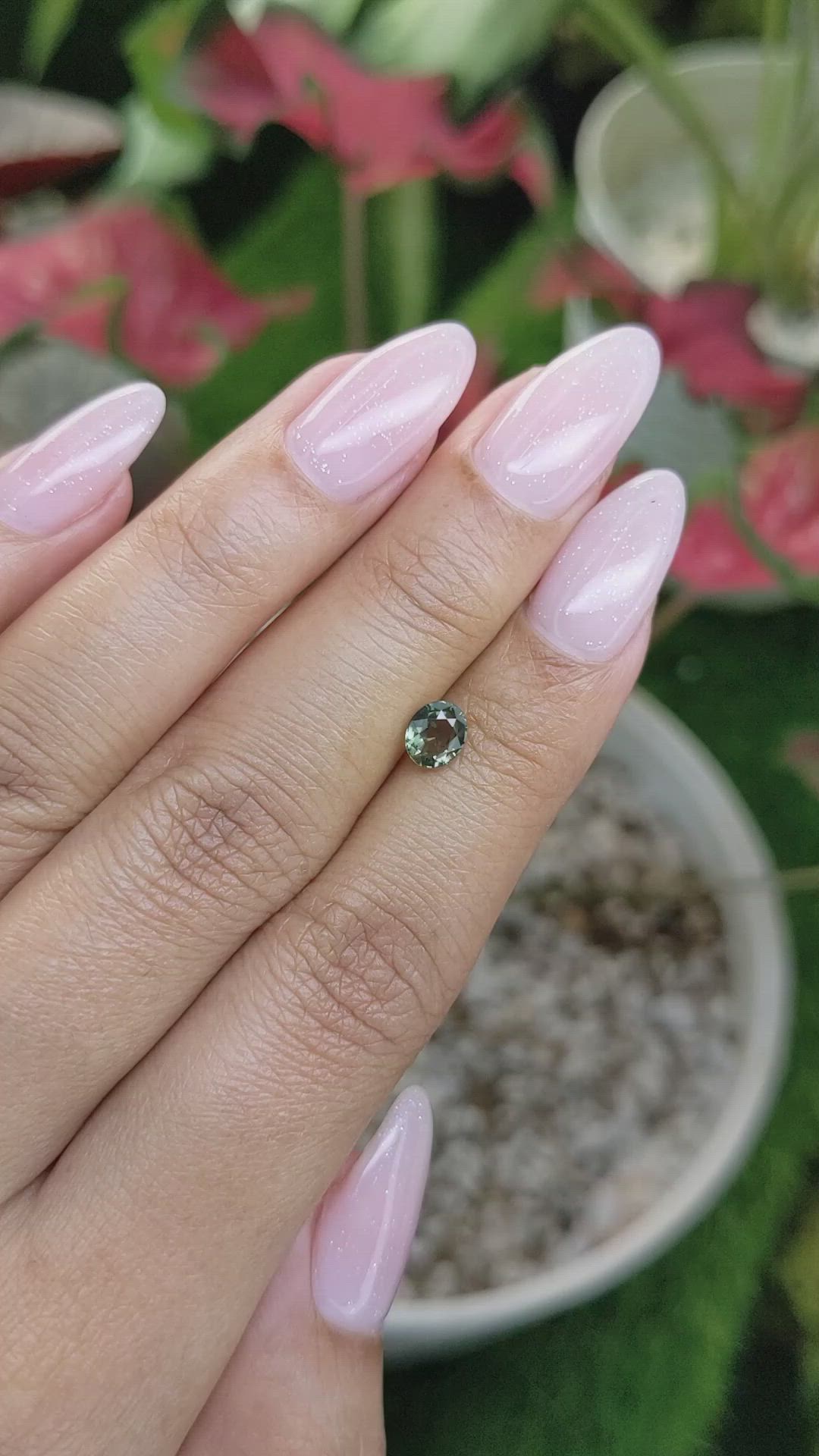 0.76 Ct. Green Sapphire from Madagascar Size Video