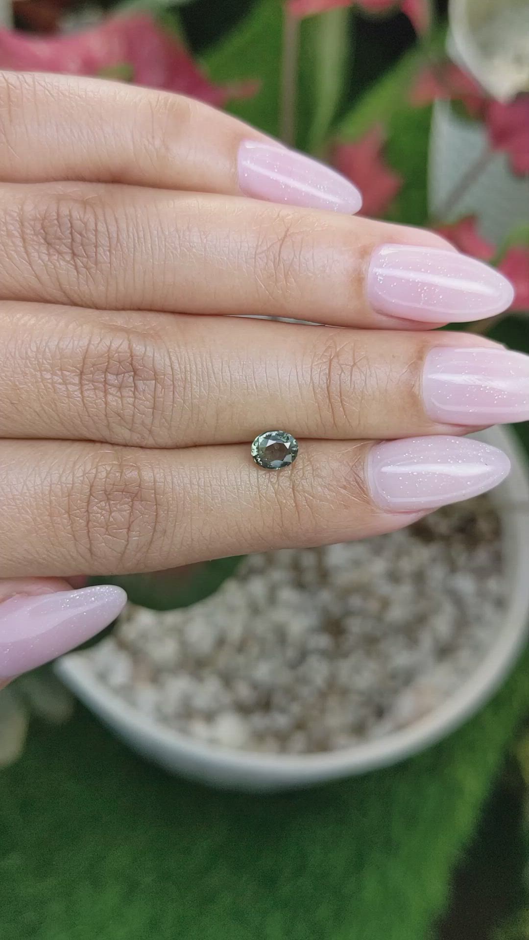 0.76 Ct. Green Sapphire from Madagascar Size Video