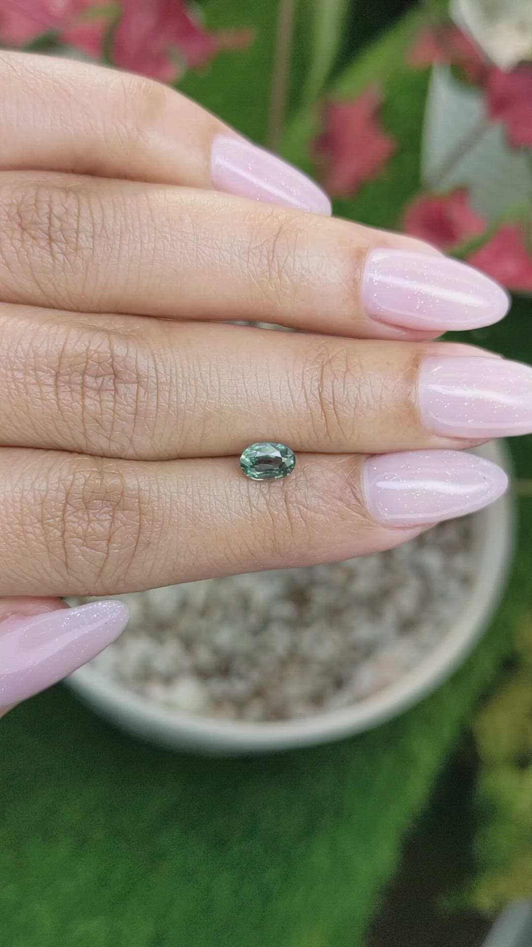 0.85 Ct. Green Sapphire from Madagascar Size Video