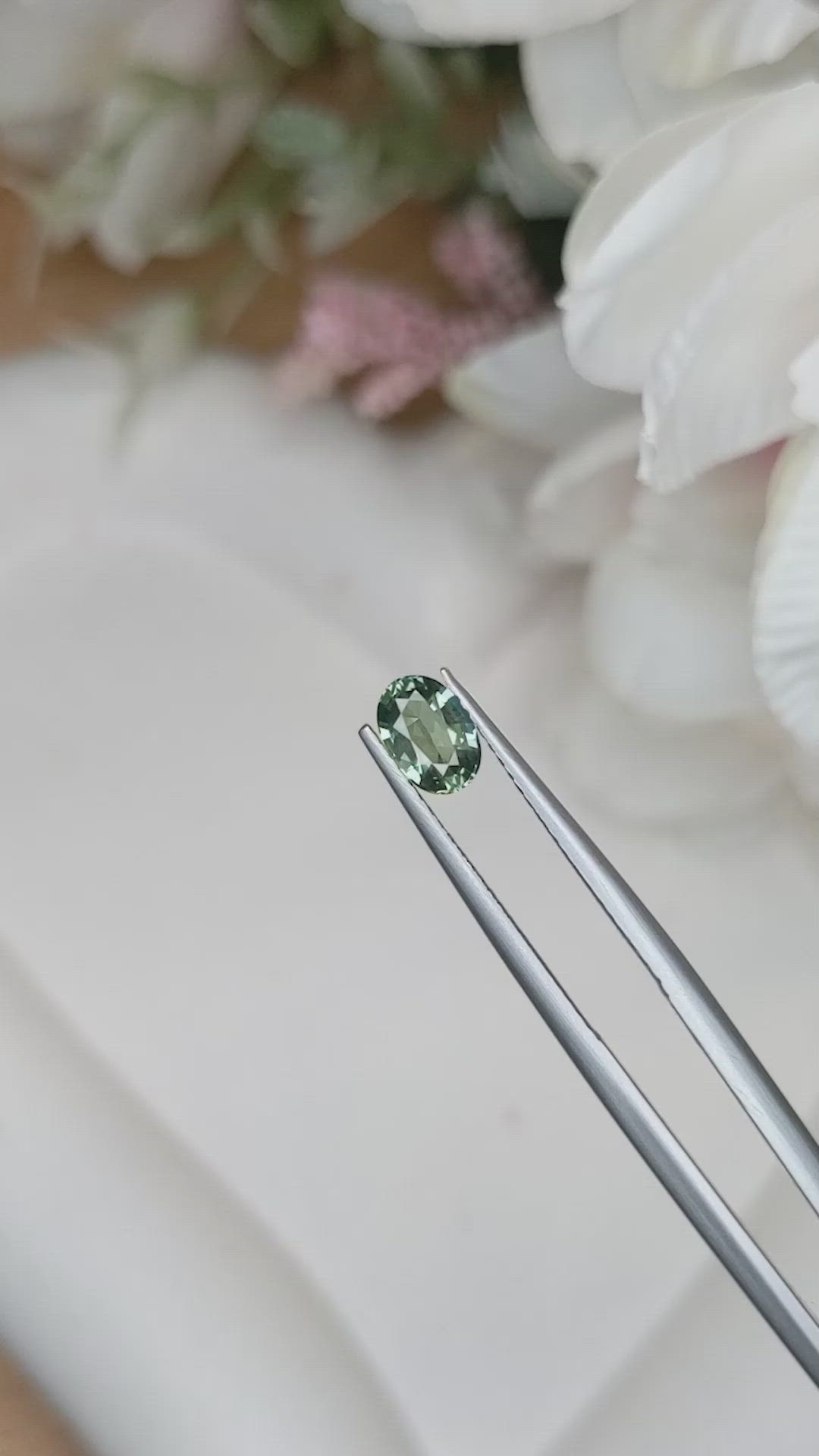 0.85 Ct. Green Sapphire from Madagascar Size Video