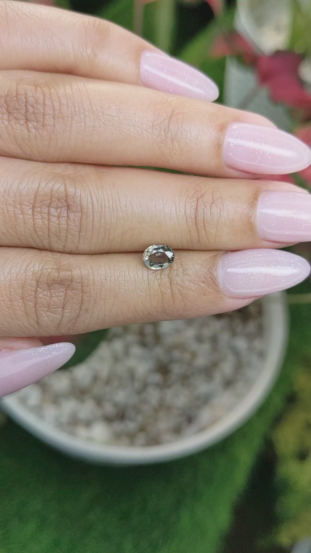 0.68 Ct. Brownish Green Sapphire from Ceylon (Sri Lanka) Size Video