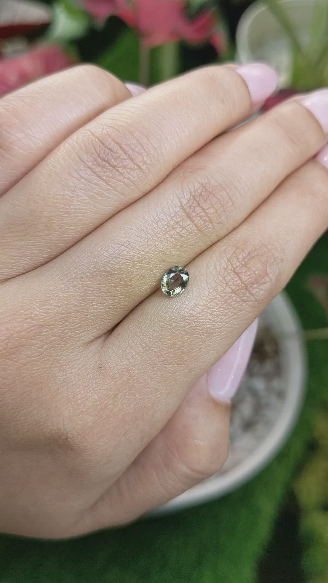 0.68 Ct. Brownish Green Sapphire from Ceylon (Sri Lanka) Size Video