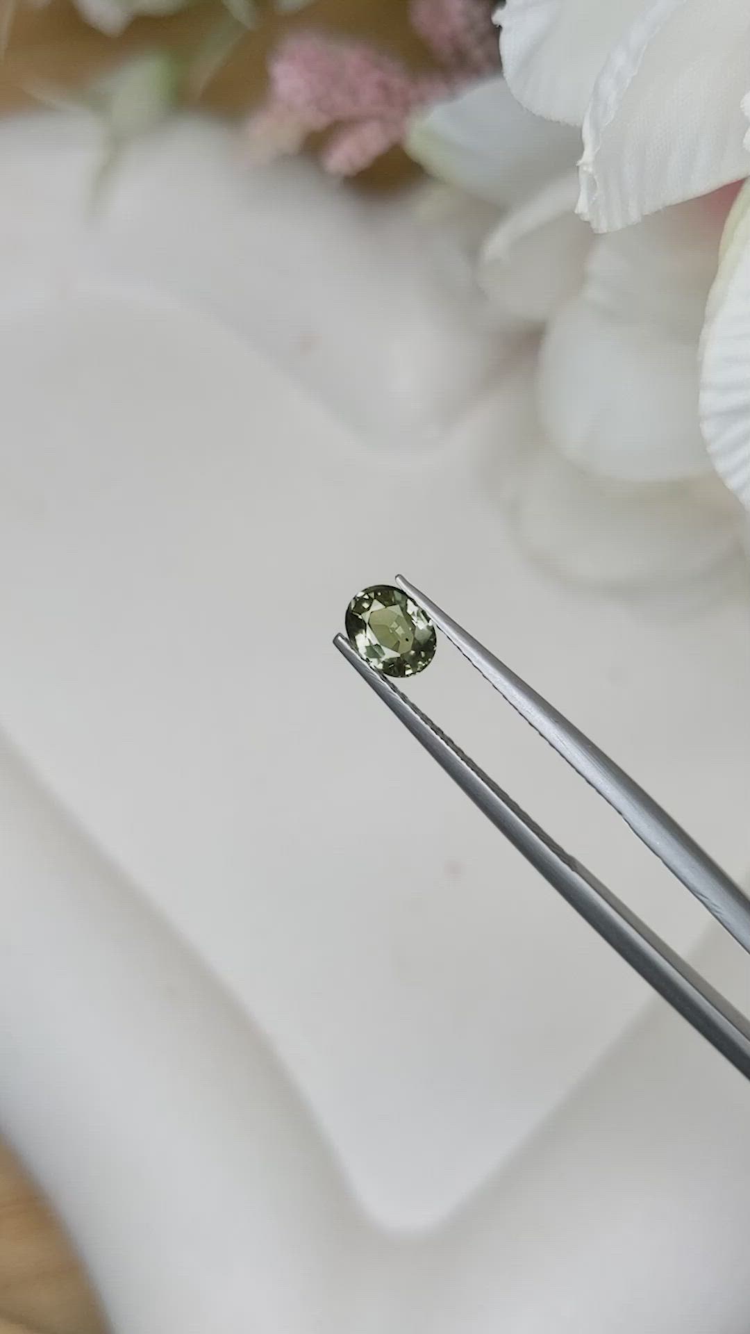 0.68 Ct. Brownish Green Sapphire from Ceylon (Sri Lanka) Size Video