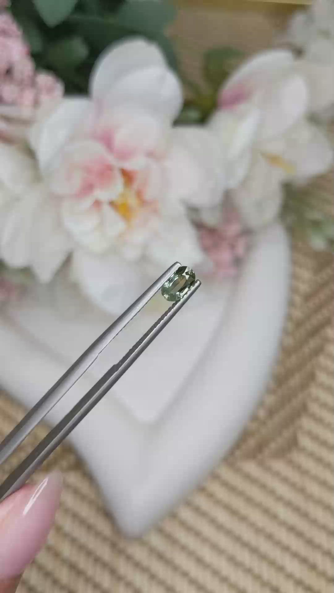 0.70 Ct. Brownish Green Sapphire from Madagascar Size Video