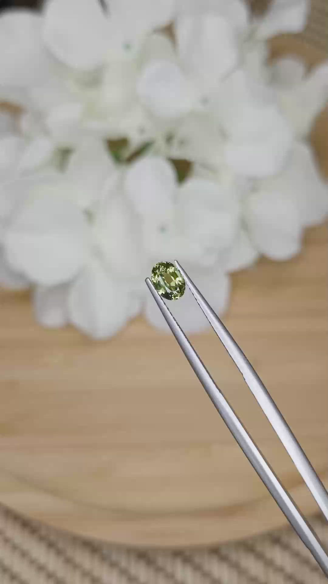 0.79 Ct. Yellowish Green Sapphire from Madagascar Size Video