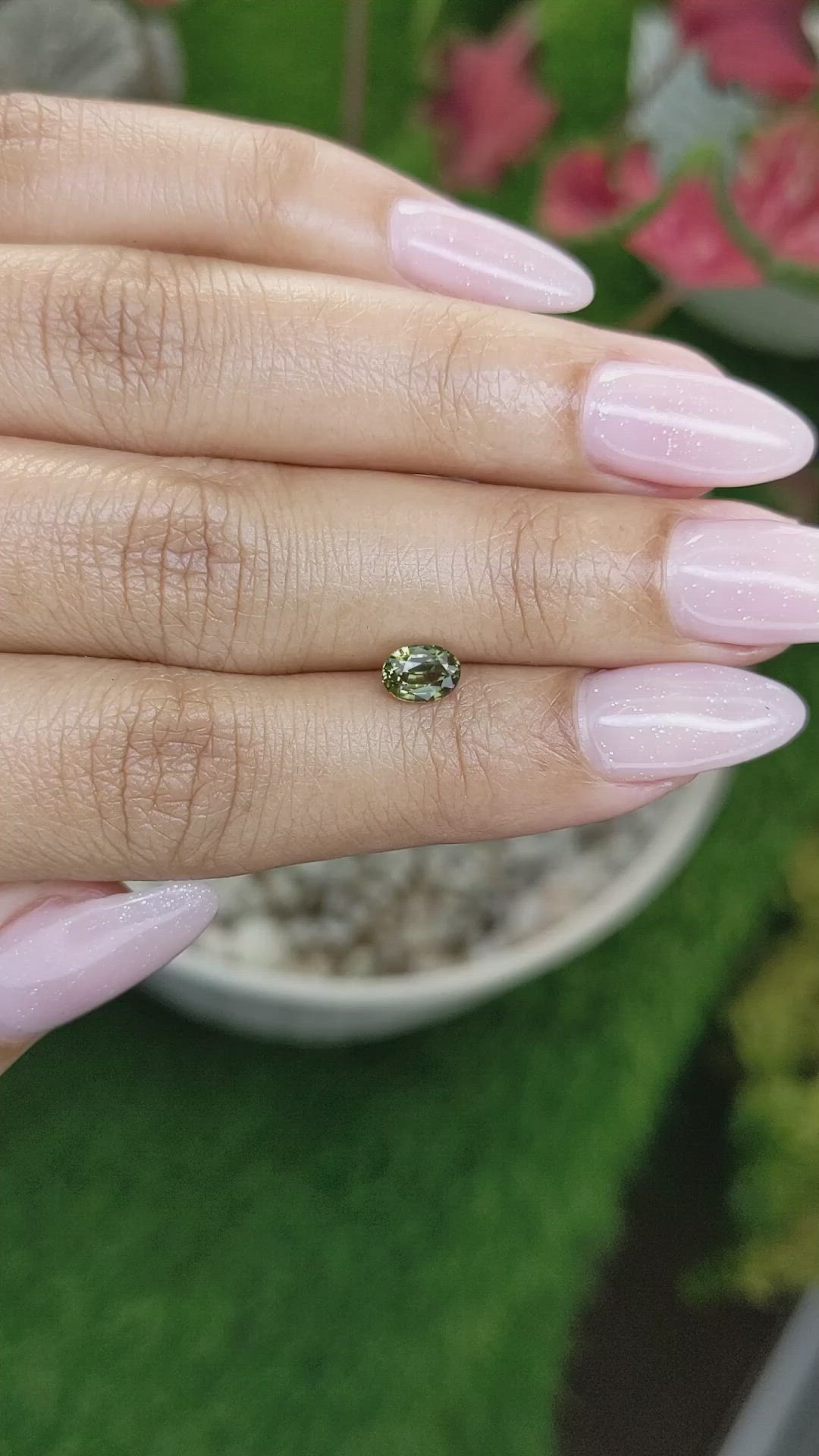 0.79 Ct. Yellowish Green Sapphire from Madagascar Size Video