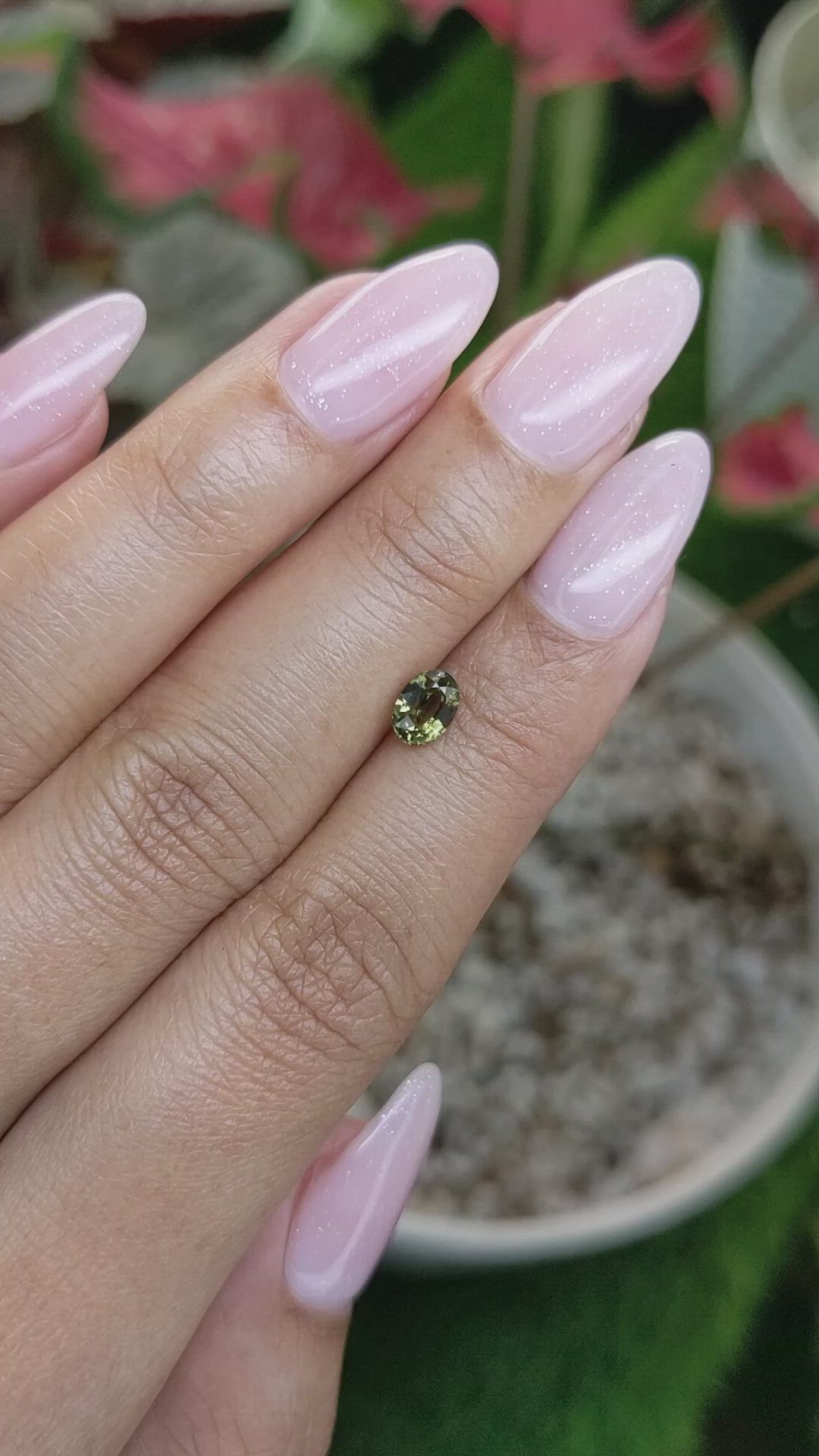 0.79 Ct. Yellowish Green Sapphire from Madagascar Size Video