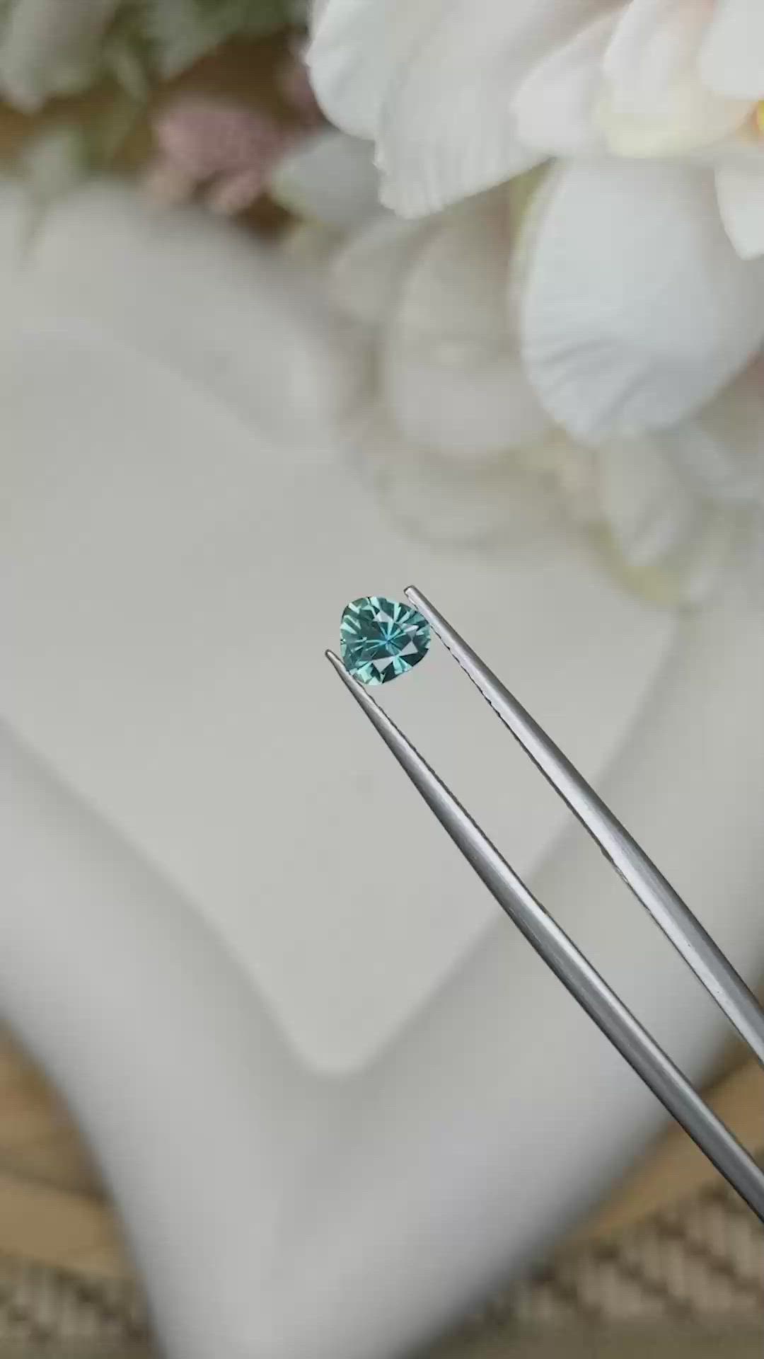 0.58 Ct. Greenish Blue Sapphire from Madagascar Size Video
