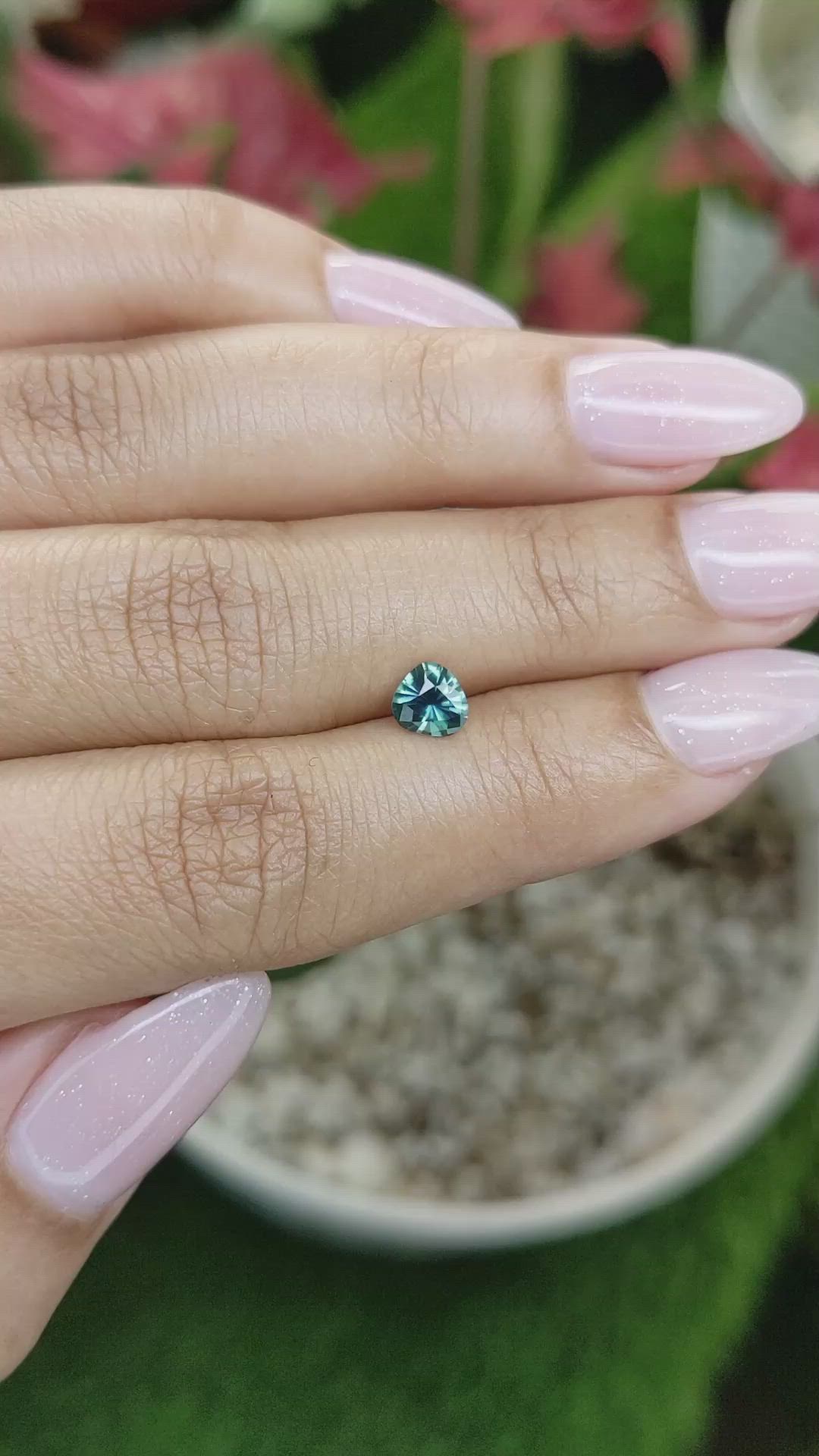 0.58 Ct. Greenish Blue Sapphire from Madagascar Size Video