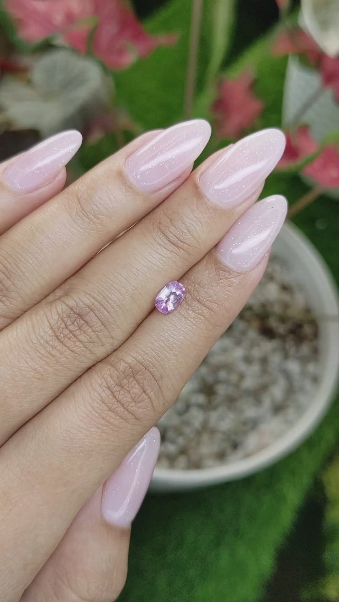 0.69 Ct. Pinkish Purple Sapphire from Ceylon (Sri Lanka) Size Video