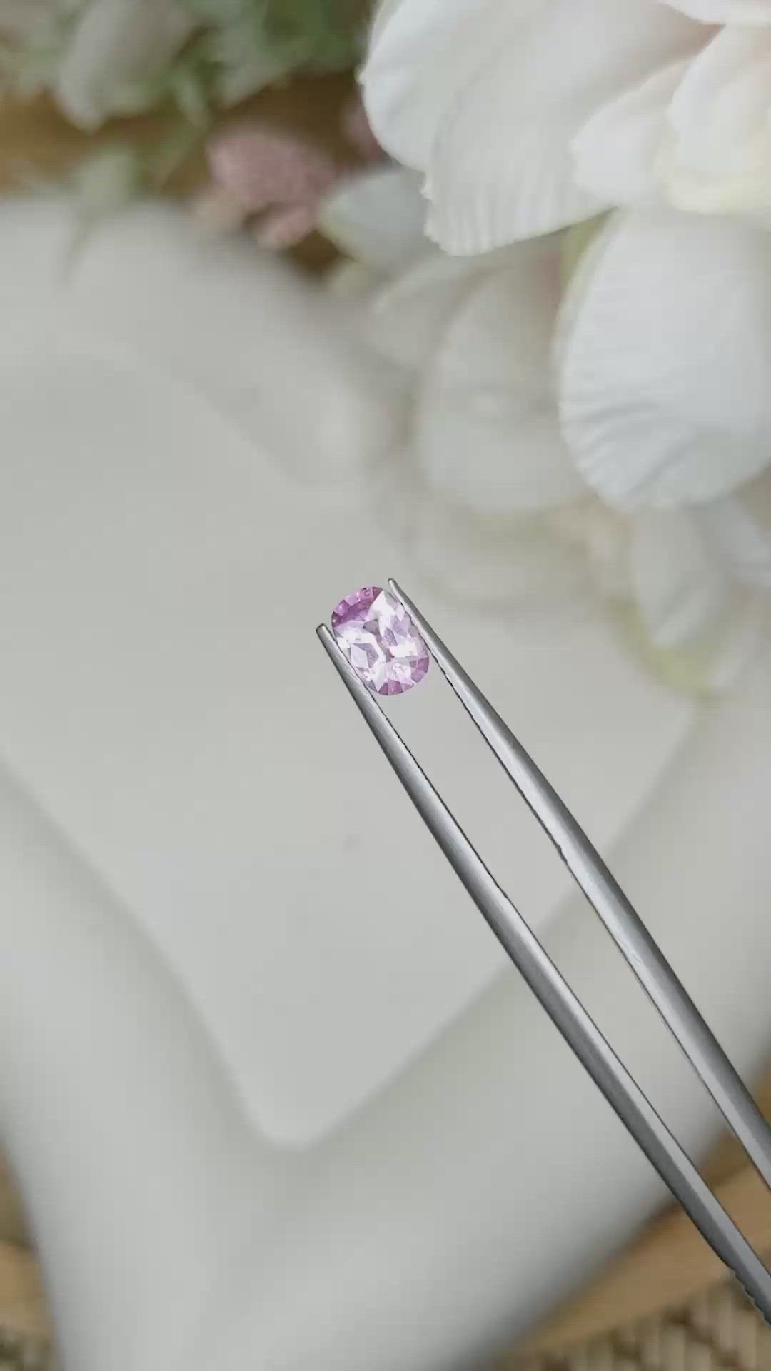 0.69 Ct. Pinkish Purple Sapphire from Ceylon (Sri Lanka) Size Video