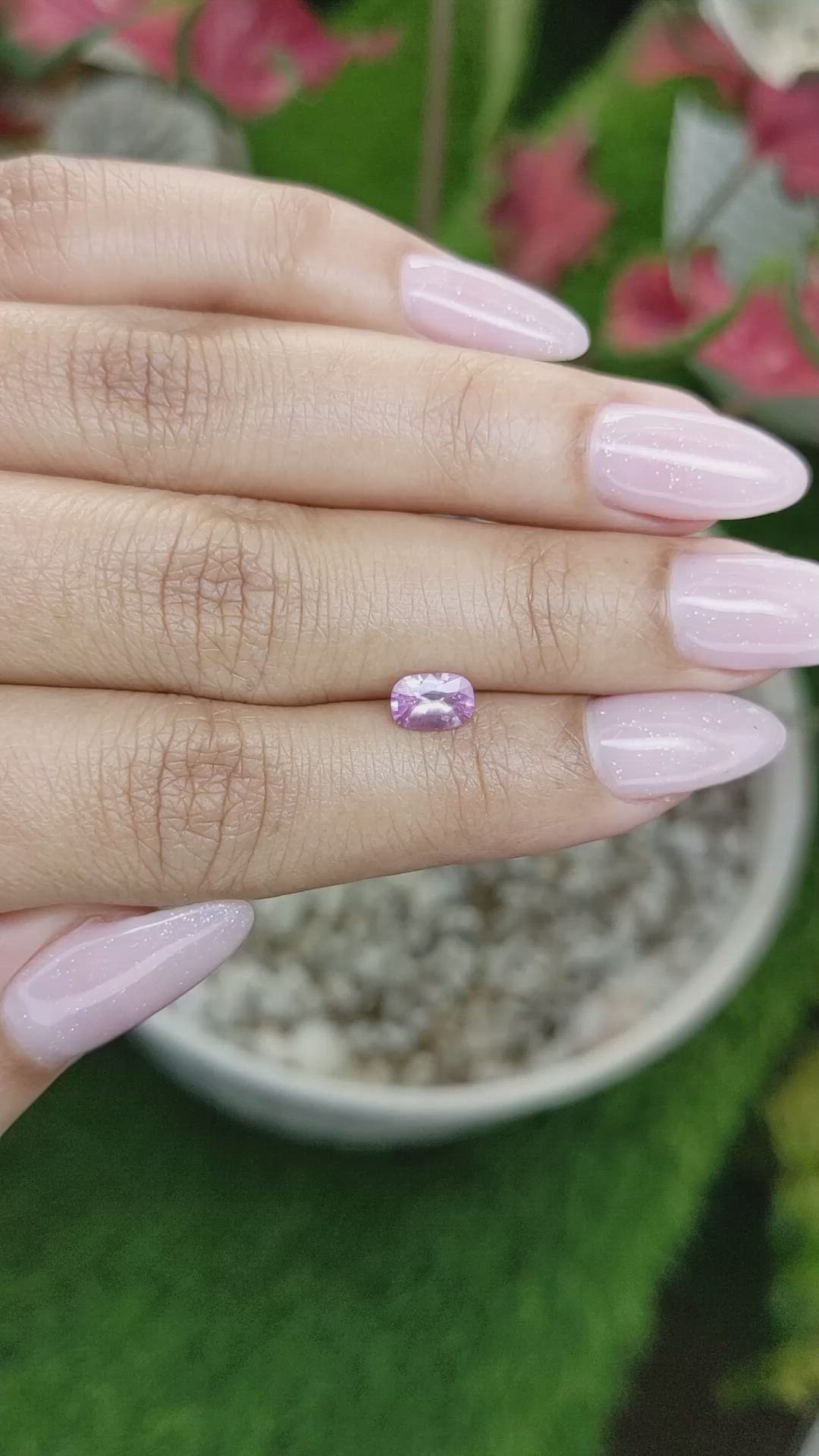 0.69 Ct. Pinkish Purple Sapphire from Ceylon (Sri Lanka) Size Video
