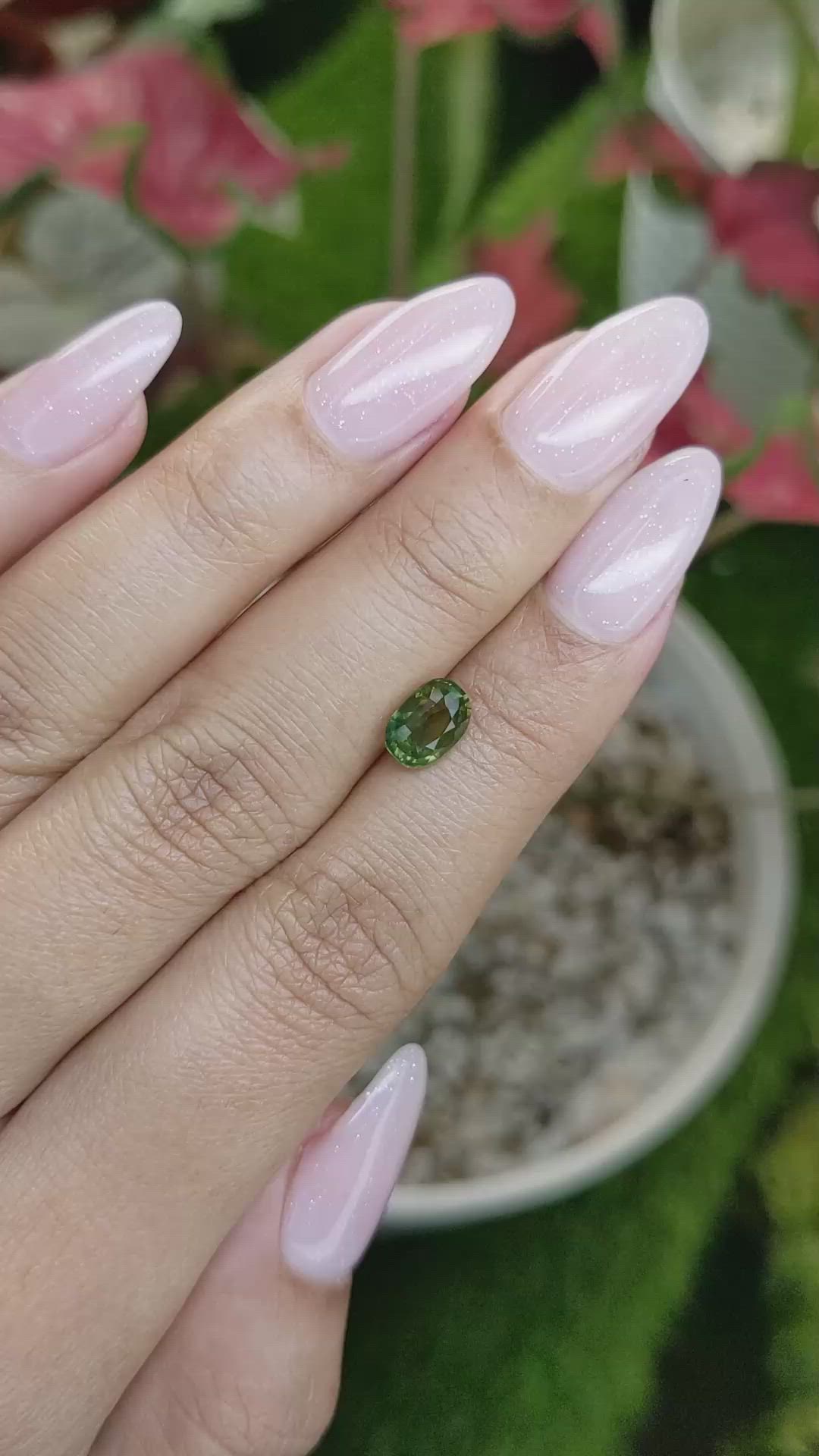 1.46 Ct. Yellowish Green Sapphire from Madagascar Size Video