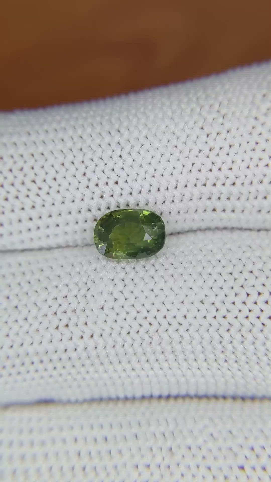 1.46 Ct. Yellowish Green Sapphire from Madagascar Size Video