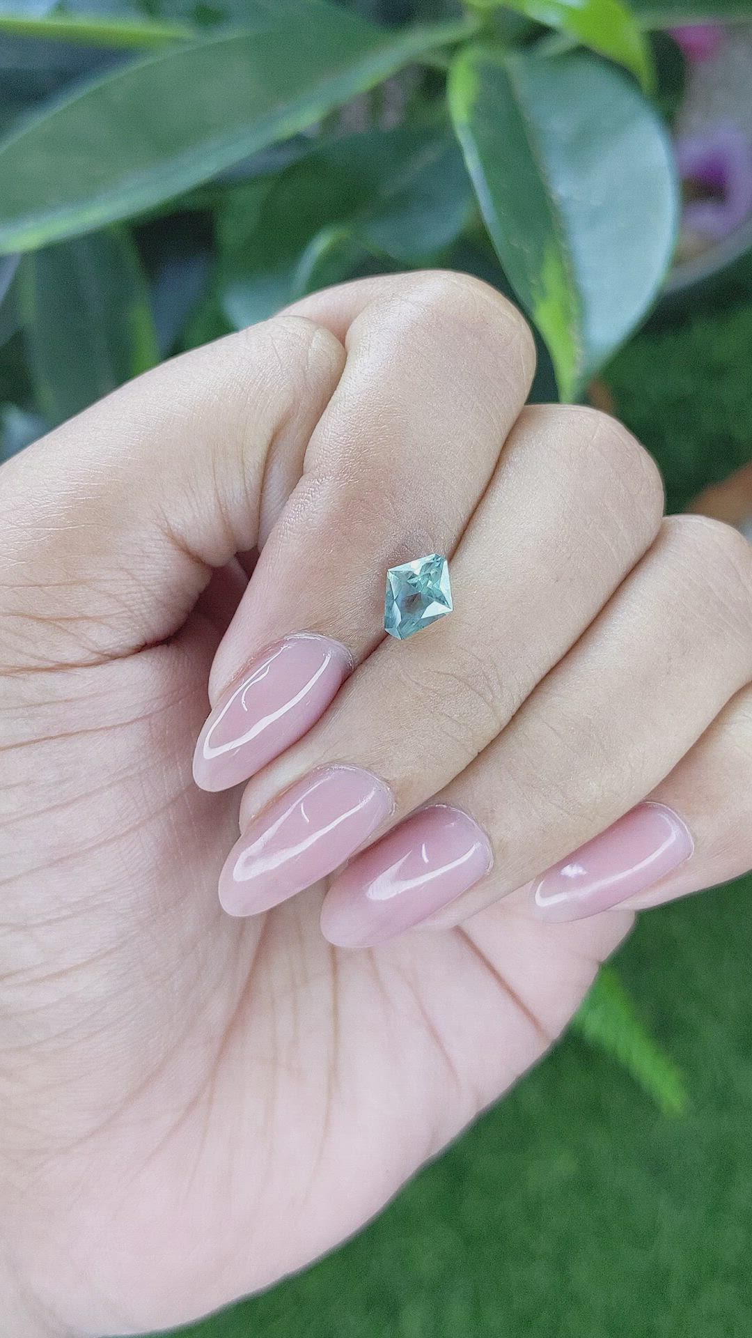 1.36 Ct. Bluish Green Sapphire from Montana Size Video