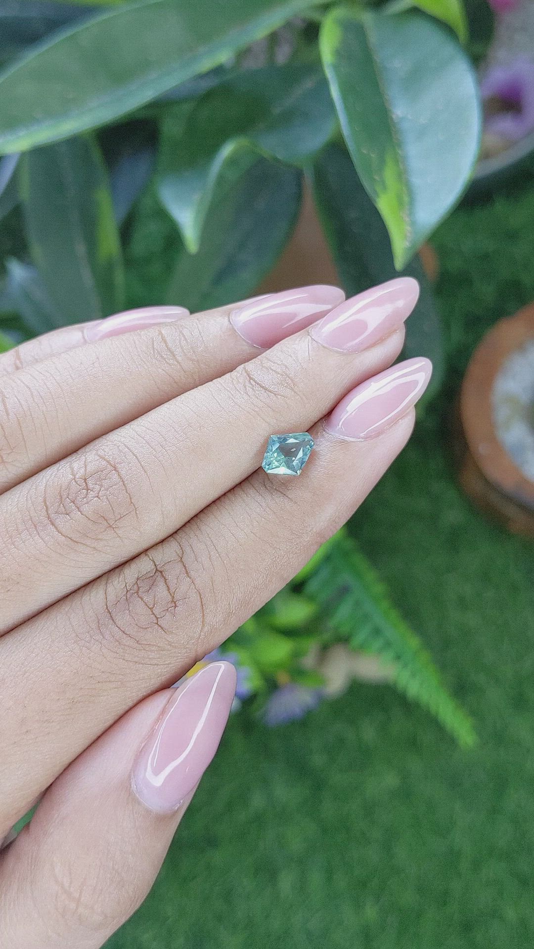 1.36 Ct. Bluish Green Sapphire from Montana Size Video