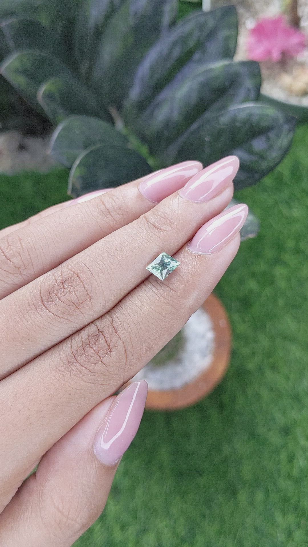1.19 Ct. Bluish Green Sapphire from Montana Size Video