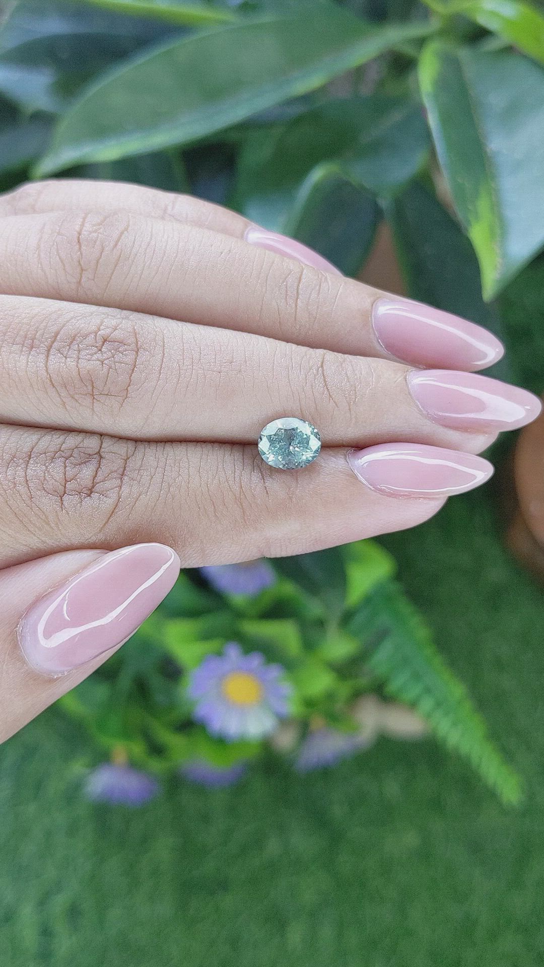 1.55 Ct. Bluish Green Sapphire from Montana Size Video