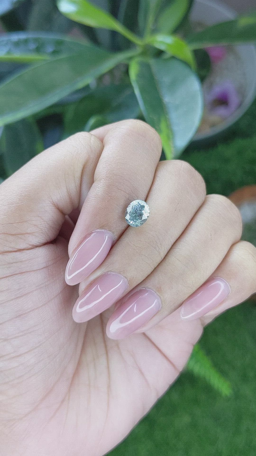 1.55 Ct. Bluish Green Sapphire from Montana Size Video