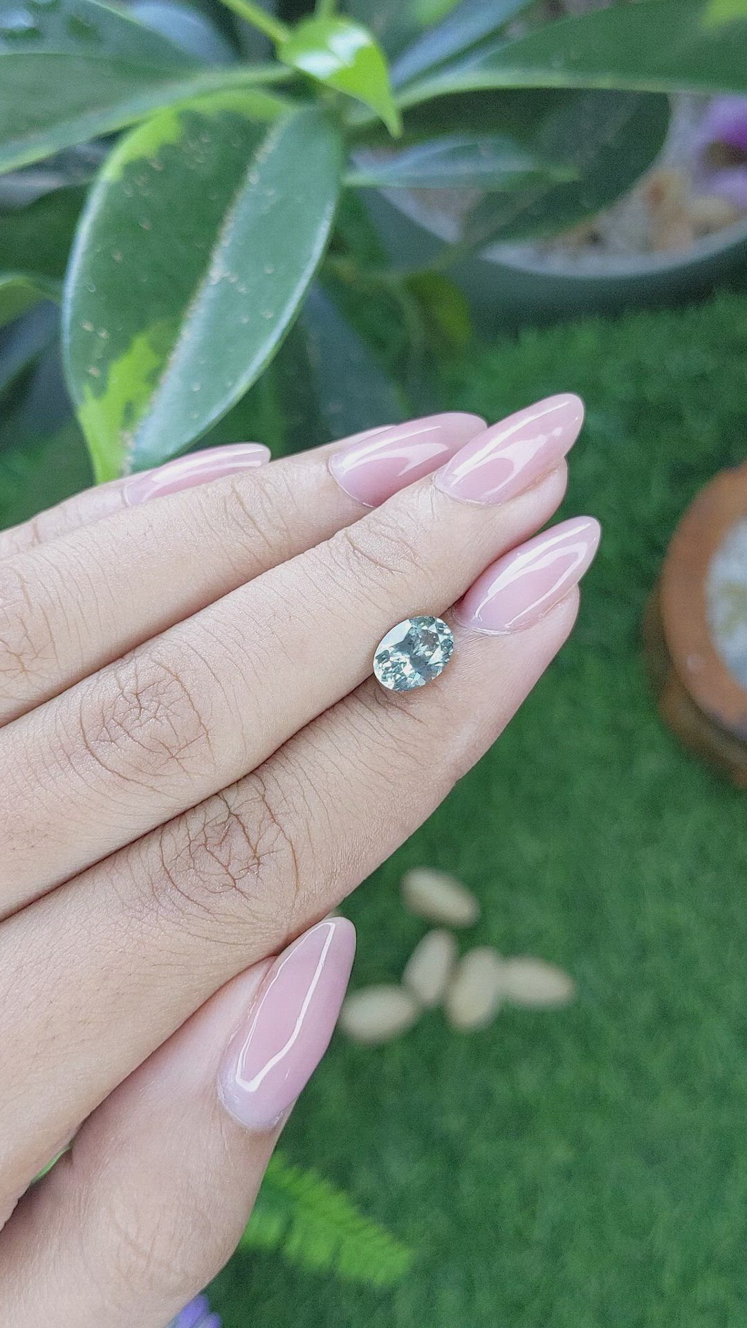 1.63 Ct. Bluish Green Sapphire from Montana Size Video