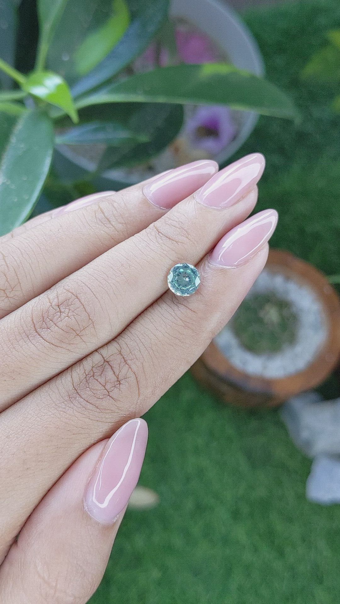 1.37 Ct. Bluish Green Sapphire from Montana Size Video