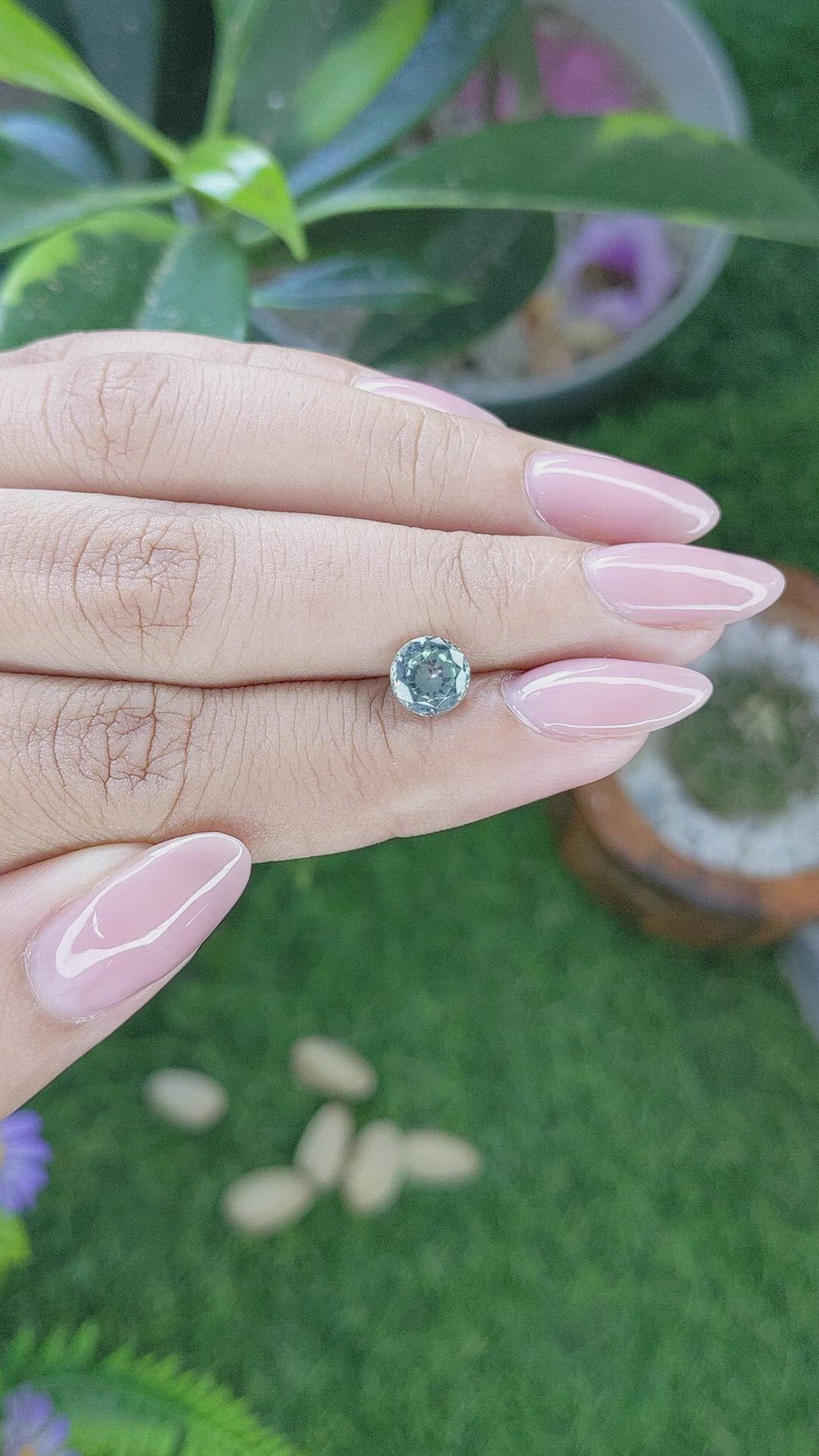 1.37 Ct. Bluish Green Sapphire from Montana Size Video