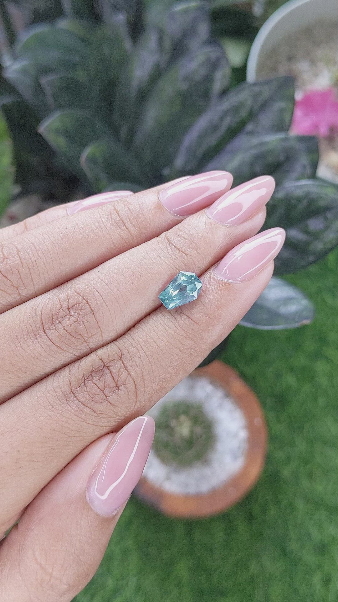 2.17 Ct. Bluish Green Sapphire from Montana Size Video