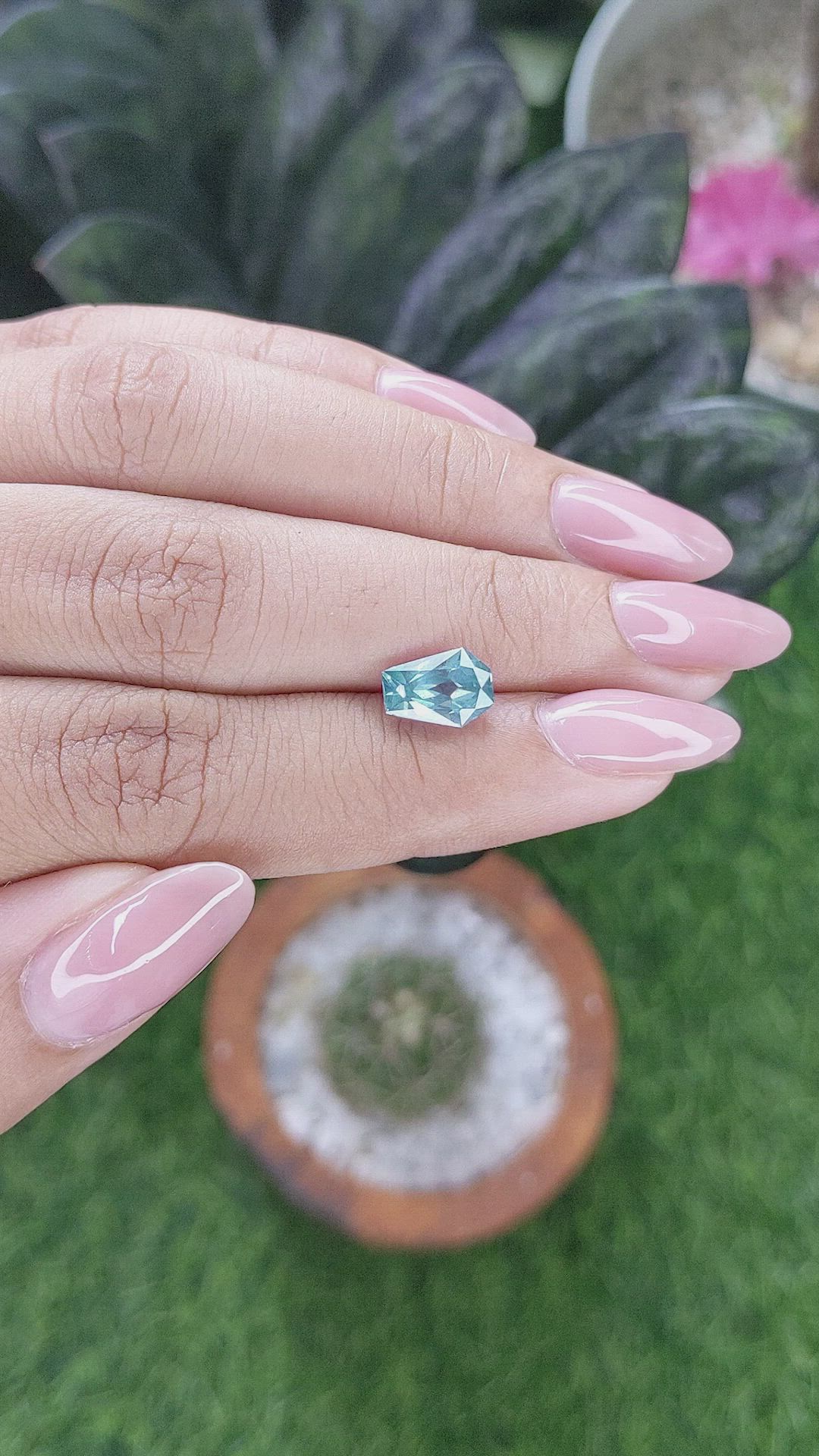 2.17 Ct. Bluish Green Sapphire from Montana Size Video