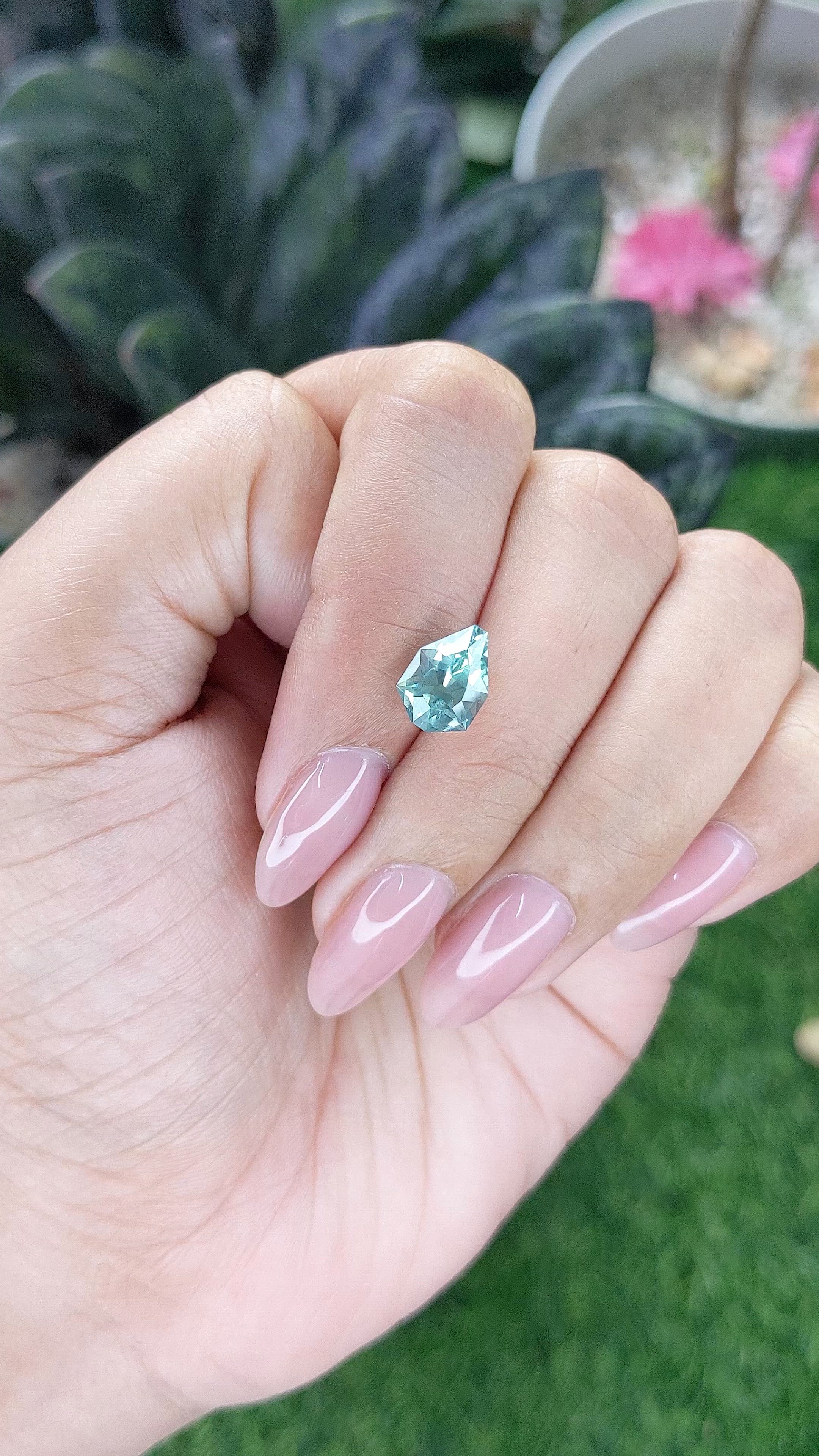 2.92 Ct. Bluish Green Sapphire from Montana Size Video