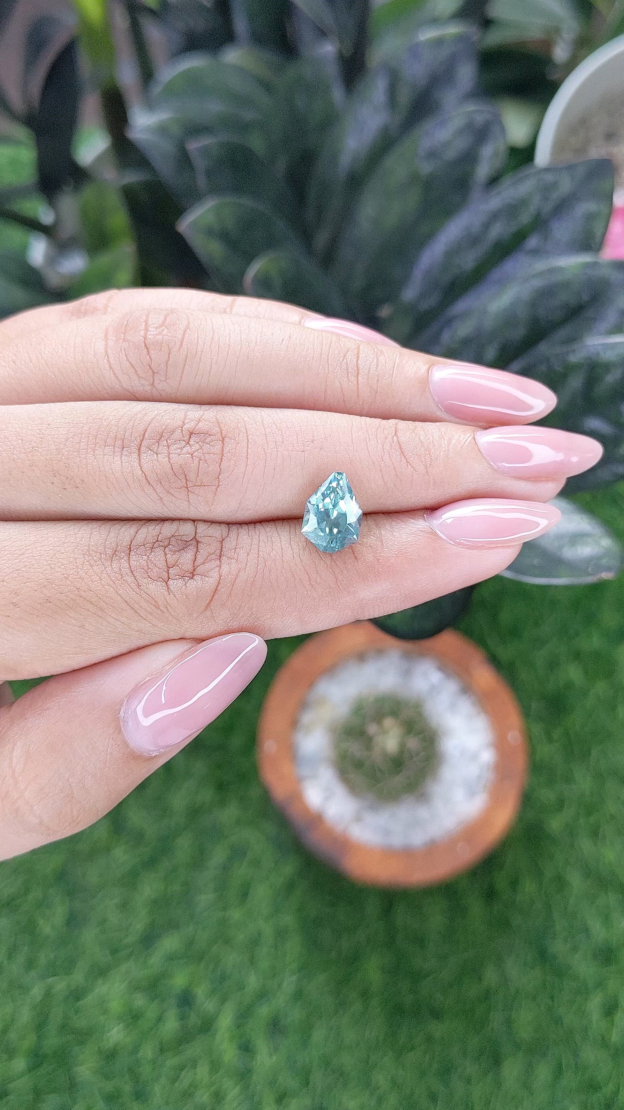 2.92 Ct. Bluish Green Sapphire from Montana Size Video