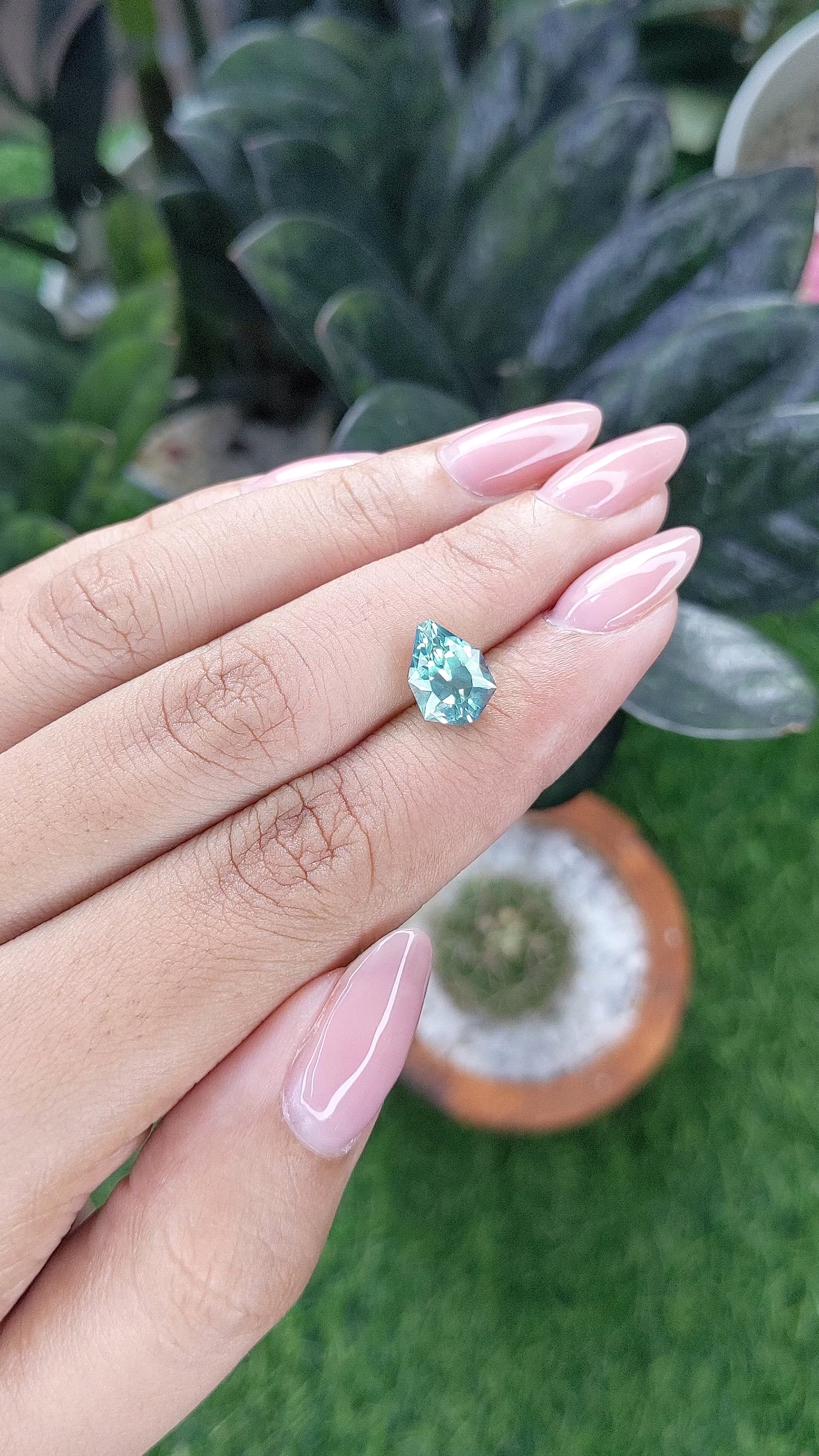 2.92 Ct. Bluish Green Sapphire from Montana Size Video