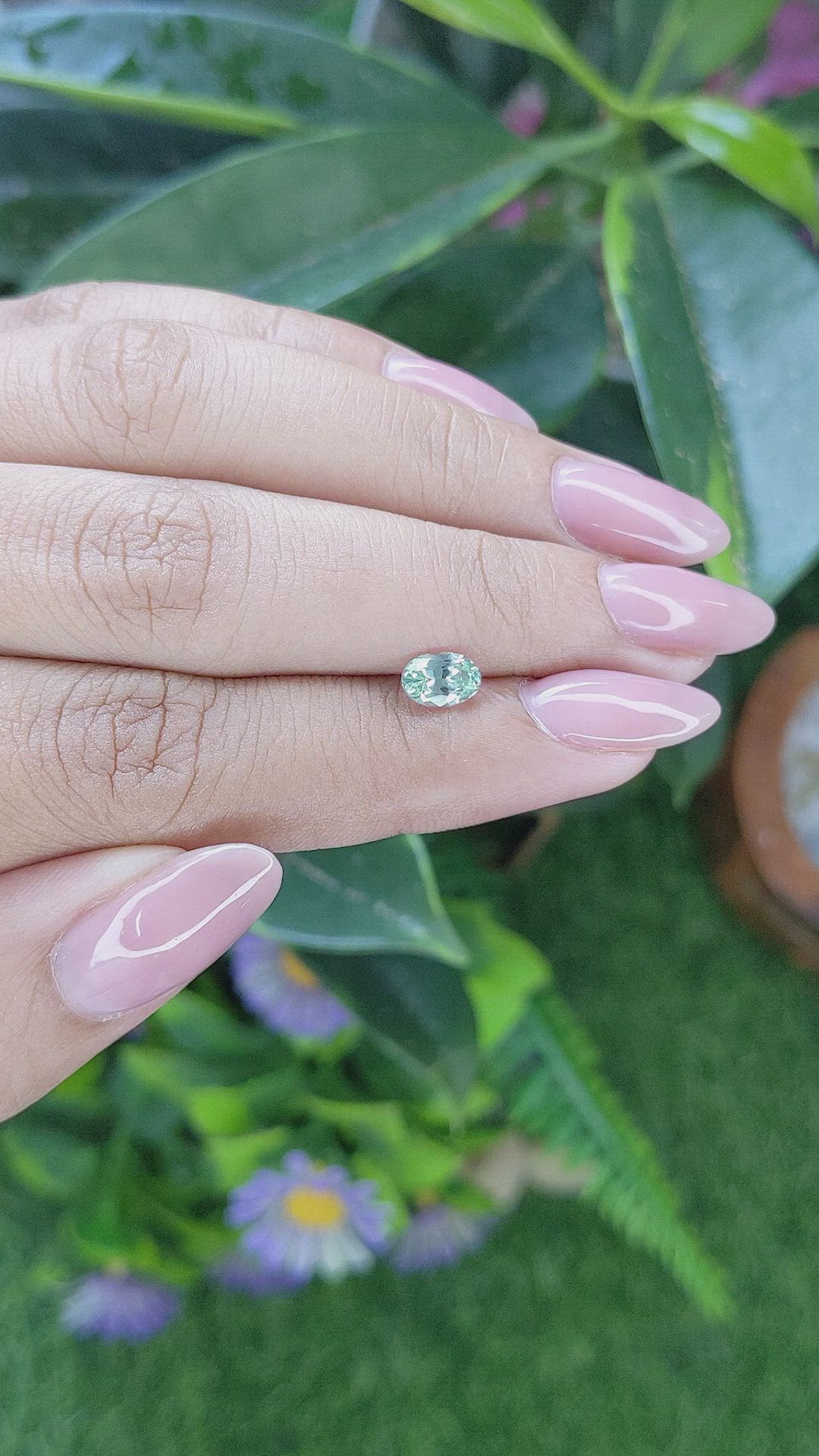 0.83 Ct. Green Sapphire from Montana Size Video