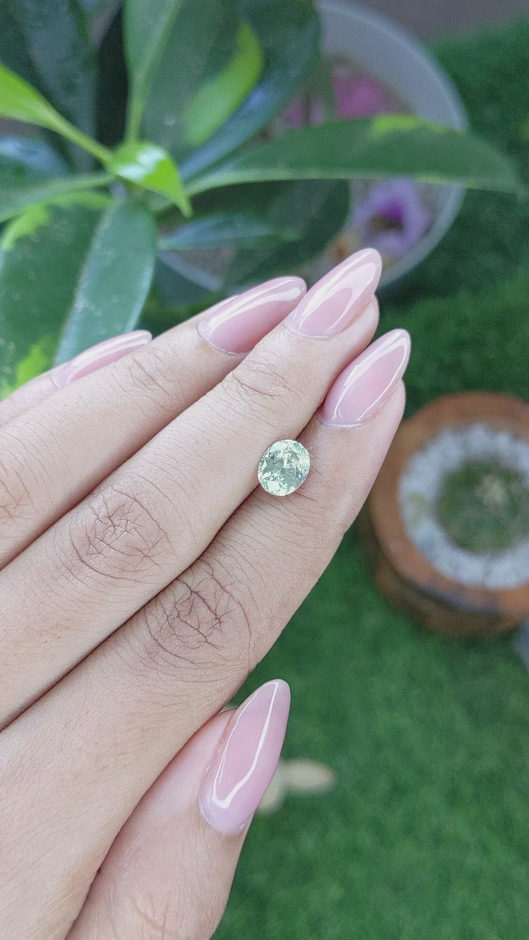 1.56 Ct. Yellowish Green Sapphire from Montana Size Video