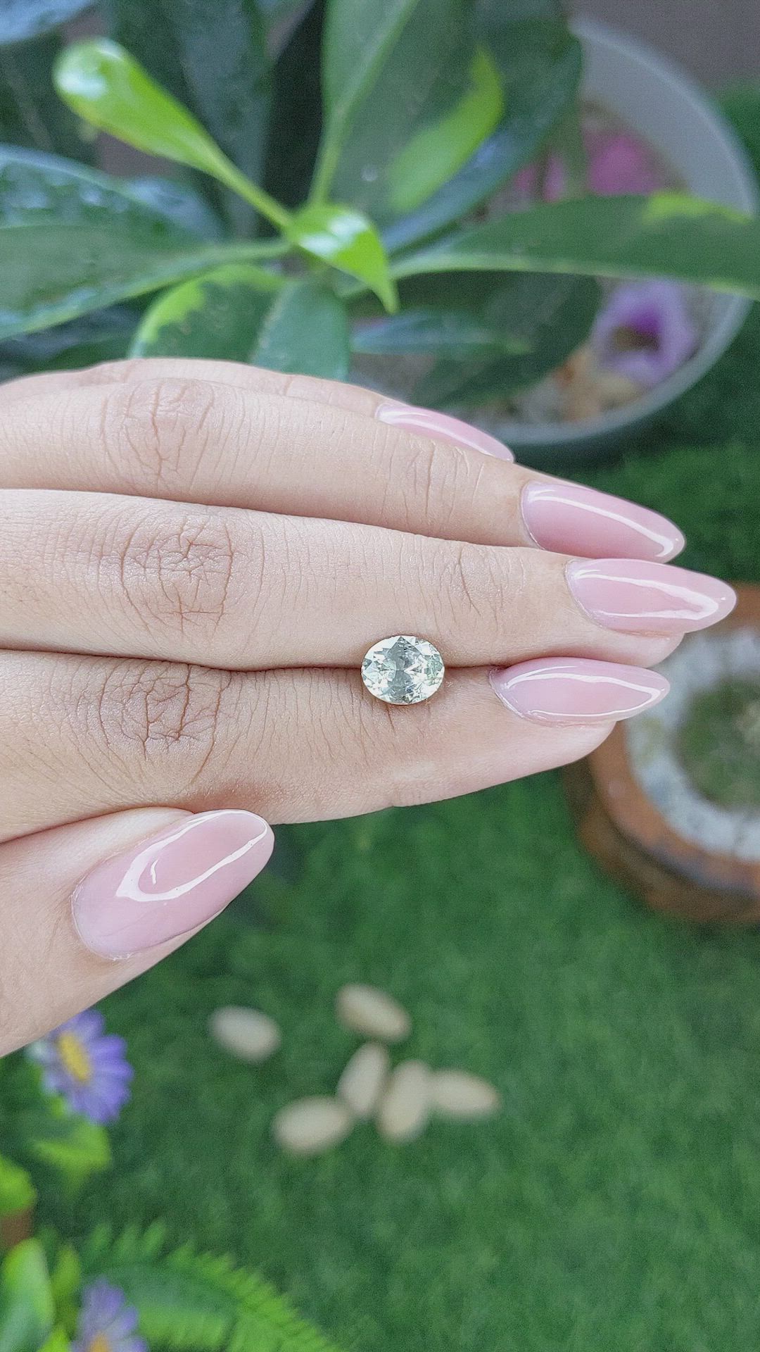 1.56 Ct. Yellowish Green Sapphire from Montana Size Video