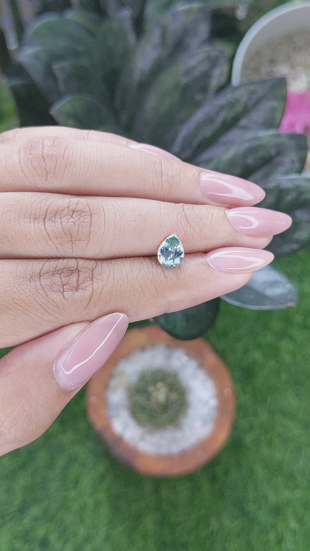 1.16 Ct. Bluish Green Sapphire from Montana Size Video