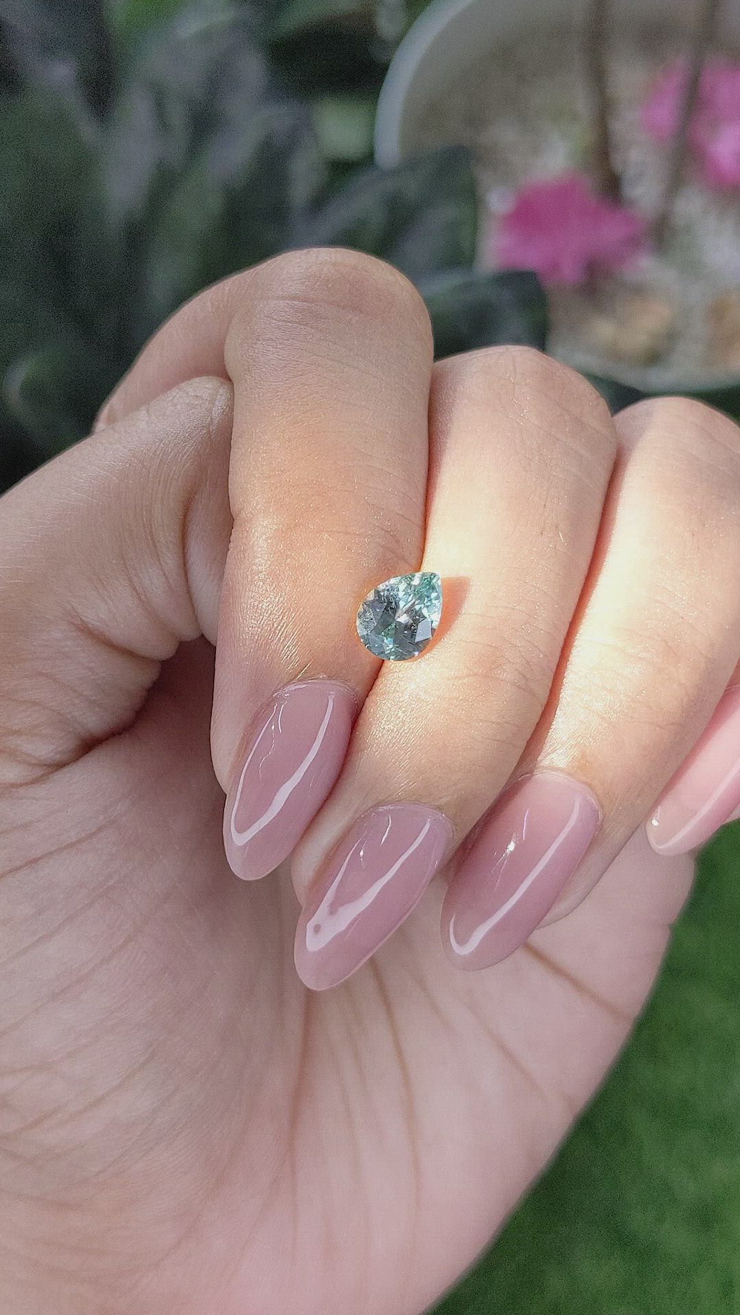 1.16 Ct. Bluish Green Sapphire from Montana Size Video