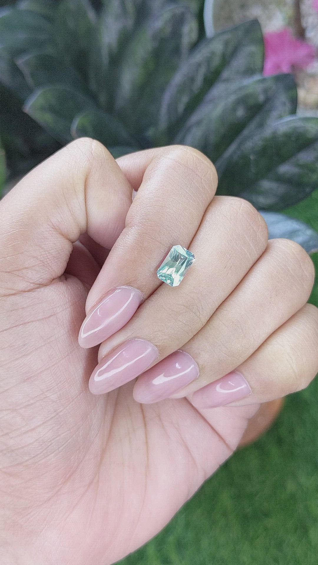 1.65 Ct. Bluish Green Sapphire from Montana Size Video