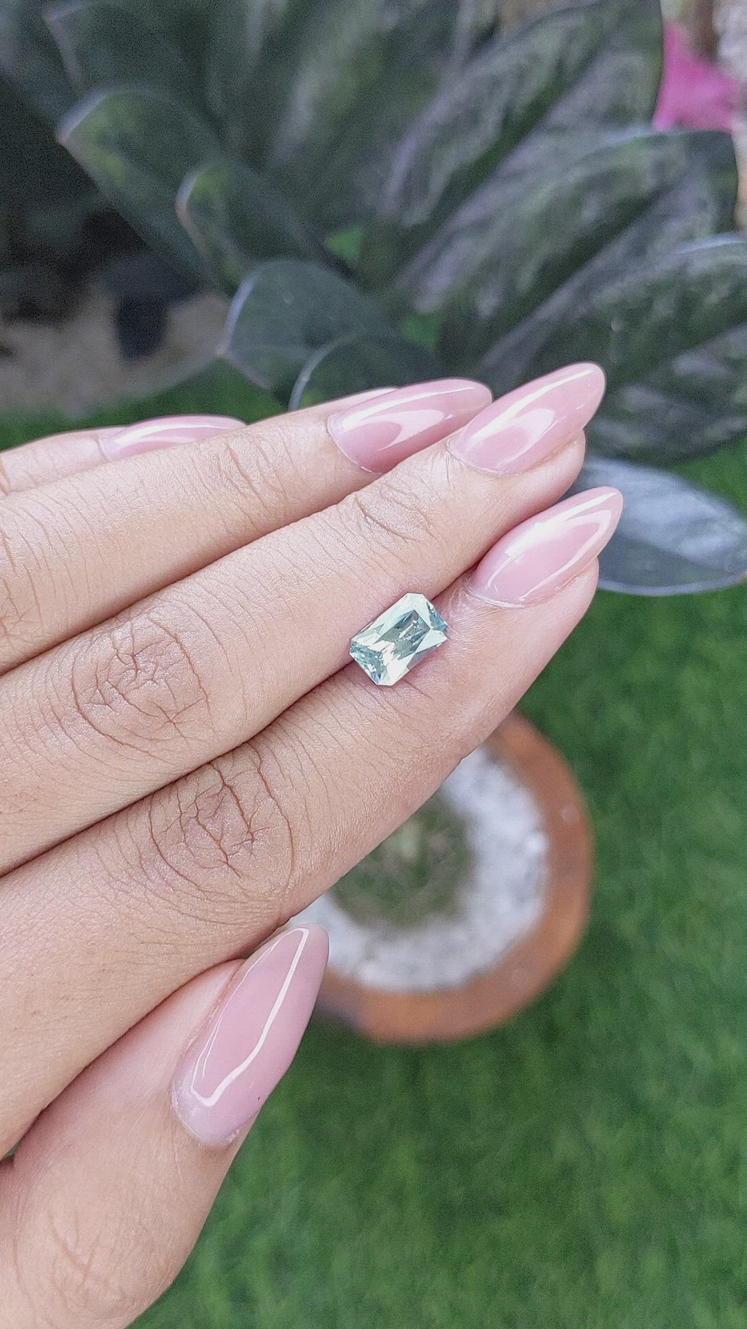 1.65 Ct. Bluish Green Sapphire from Montana Size Video