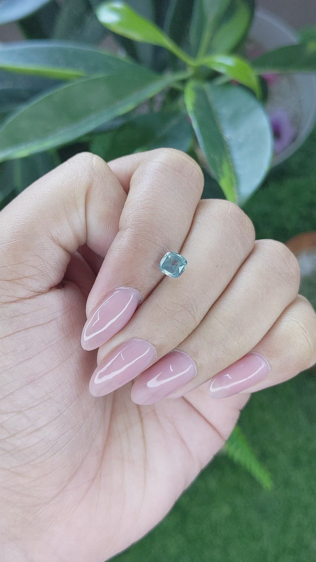 1.18 Ct. Bluish Green Sapphire from Montana Size Video