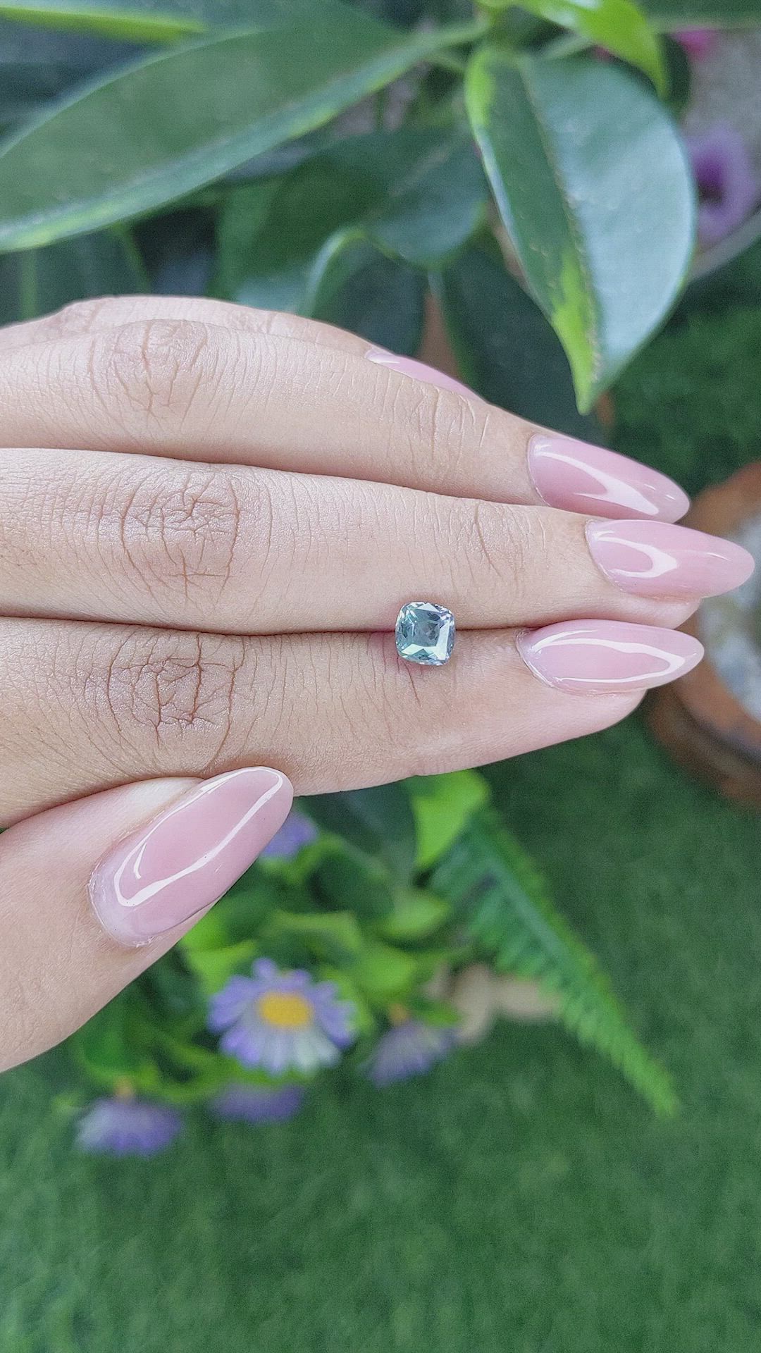 1.18 Ct. Bluish Green Sapphire from Montana Size Video