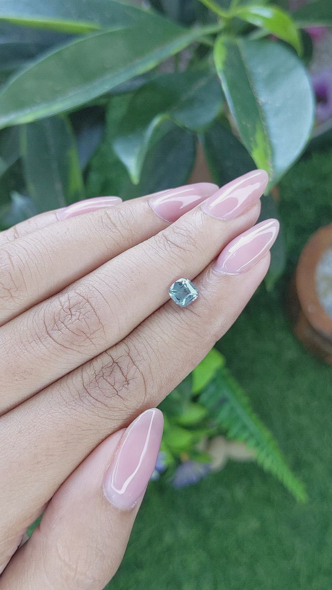 1.18 Ct. Bluish Green Sapphire from Montana Size Video