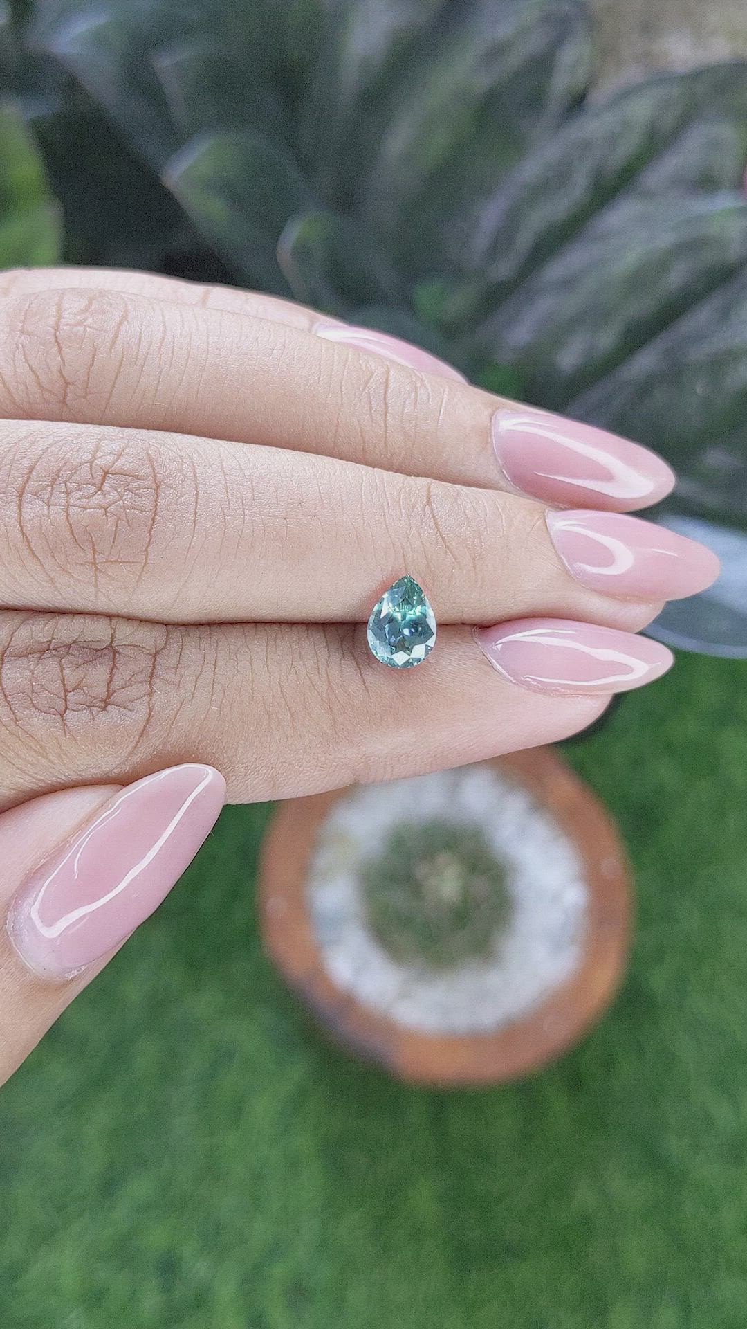 1.13 Ct. Bluish Green Sapphire from Montana Size Video