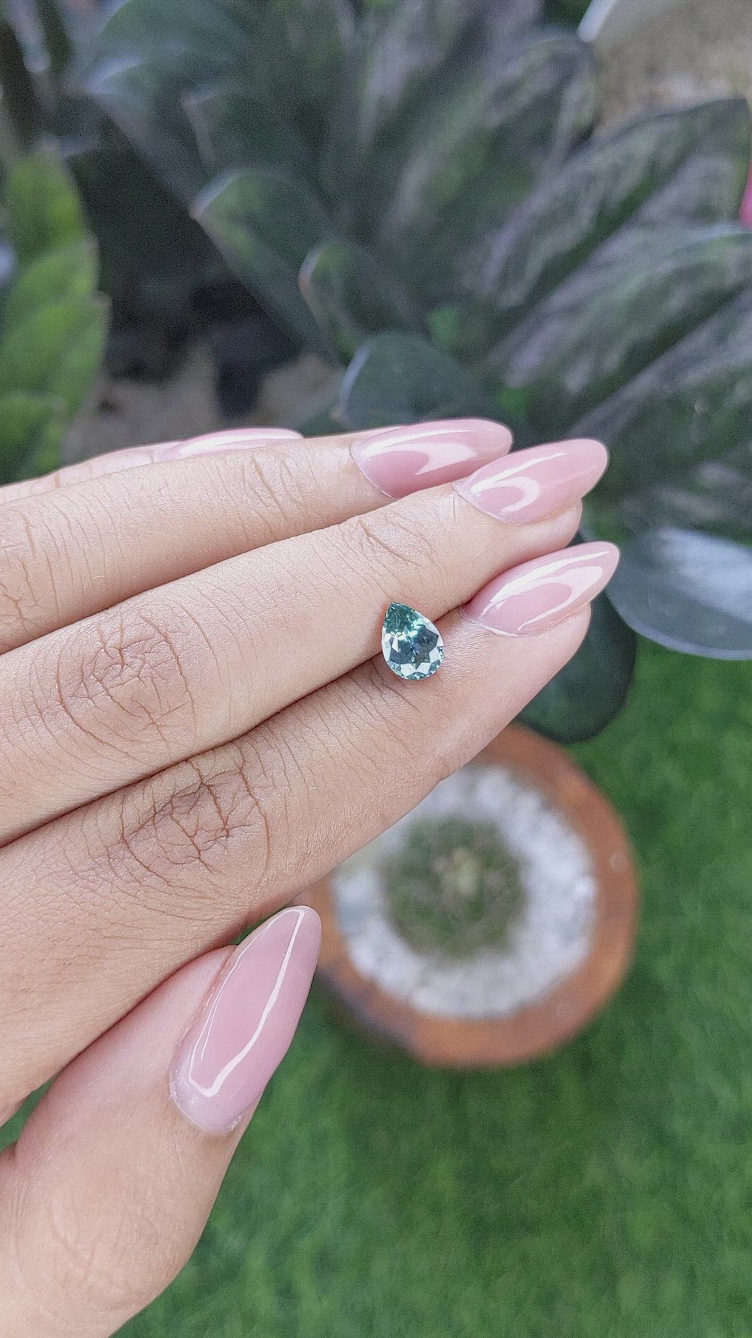 1.13 Ct. Bluish Green Sapphire from Montana Size Video