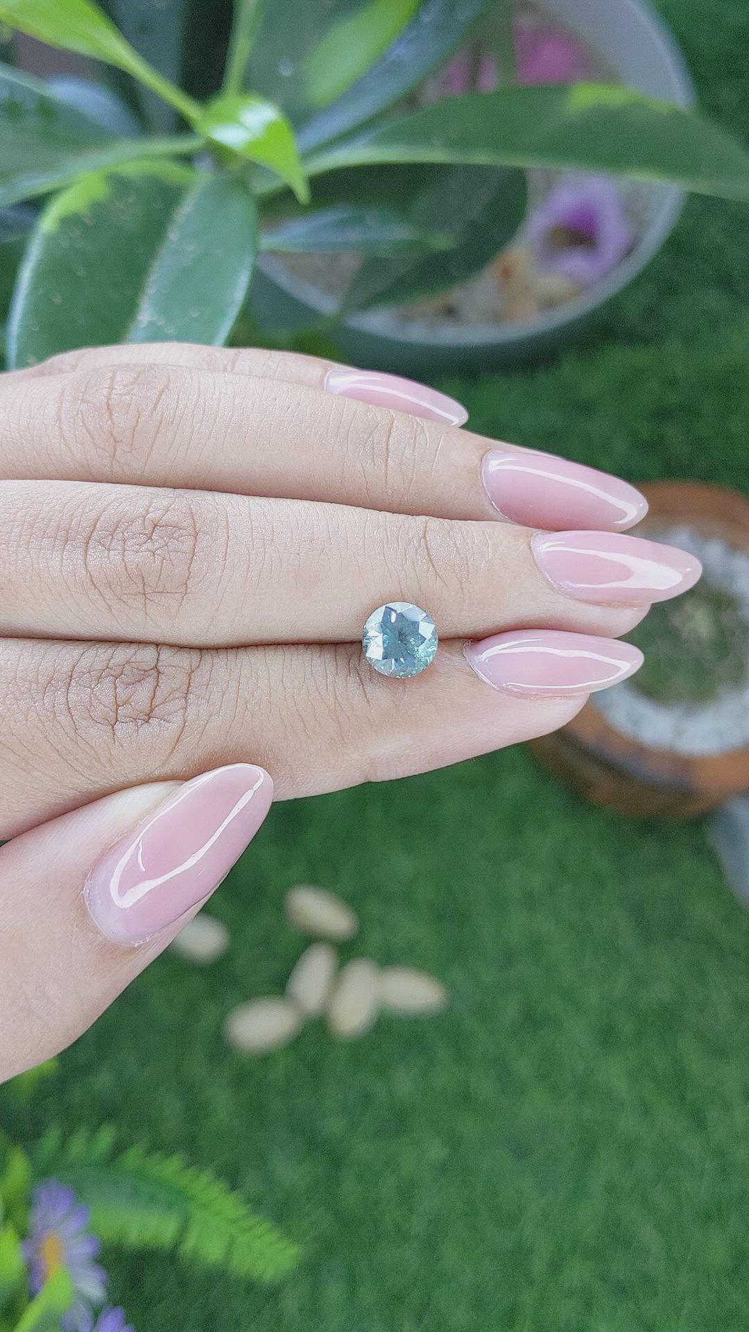 1.84 Ct. Greenish Blue Sapphire from Montana Size Video