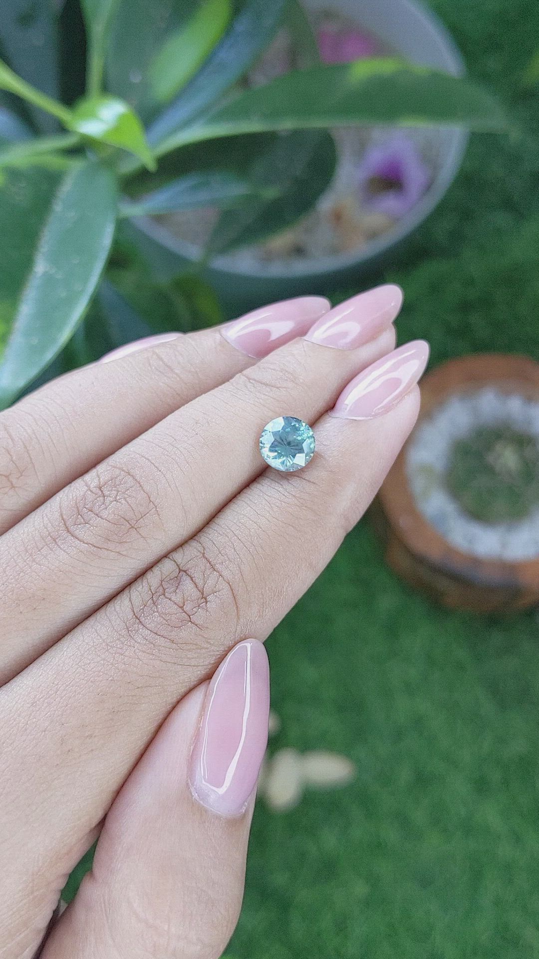 1.84 Ct. Greenish Blue Sapphire from Montana Size Video